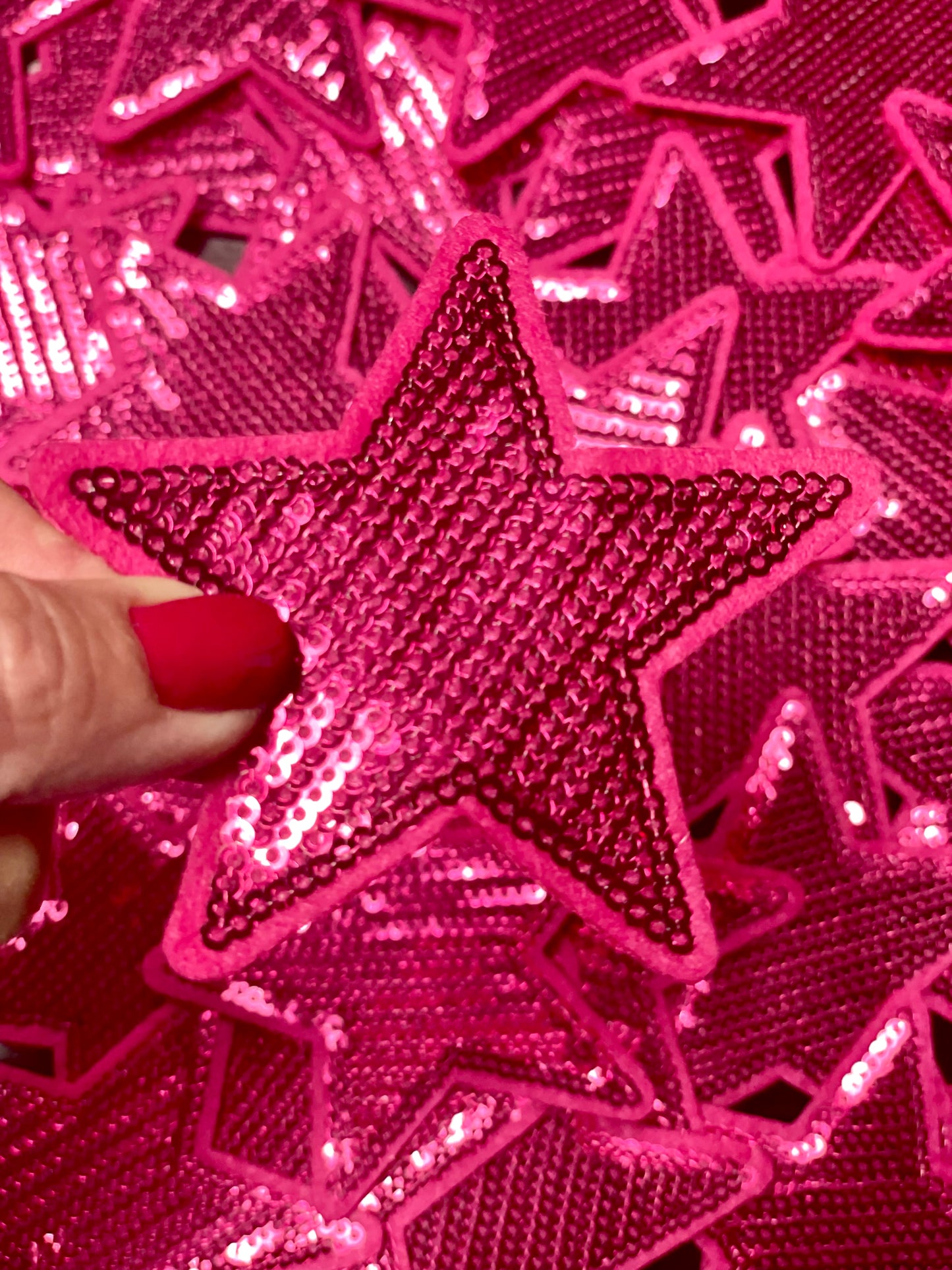 Star Patch, Sequin Star Patch, Hot Pink 3",Iron on Patch, DIY, Trucker Hat Patch, Preppy Patch, Patch for Hat, Sequin Star