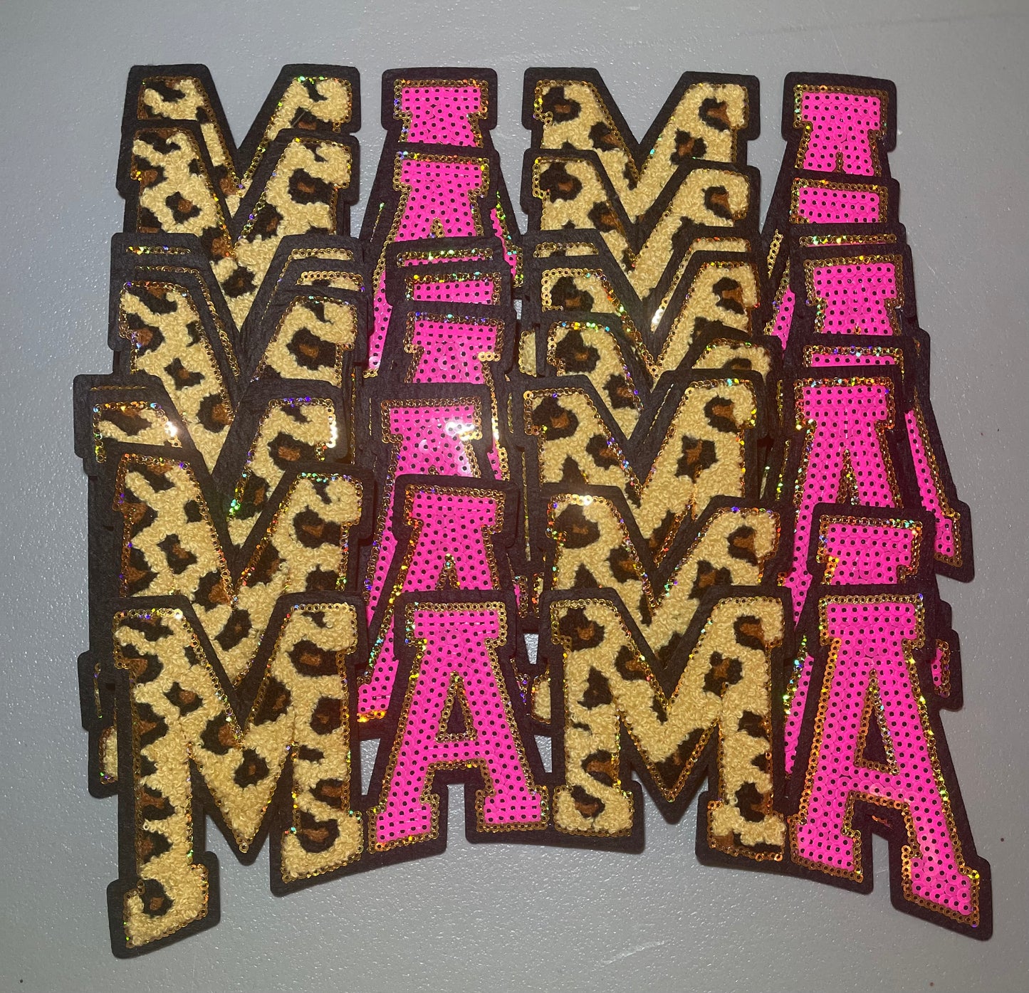 Mama Leopard and Sequin Patch, Mama Patch, Sequin and Leopard Iron On Patch, Mother's Day Gift, DIY Patch