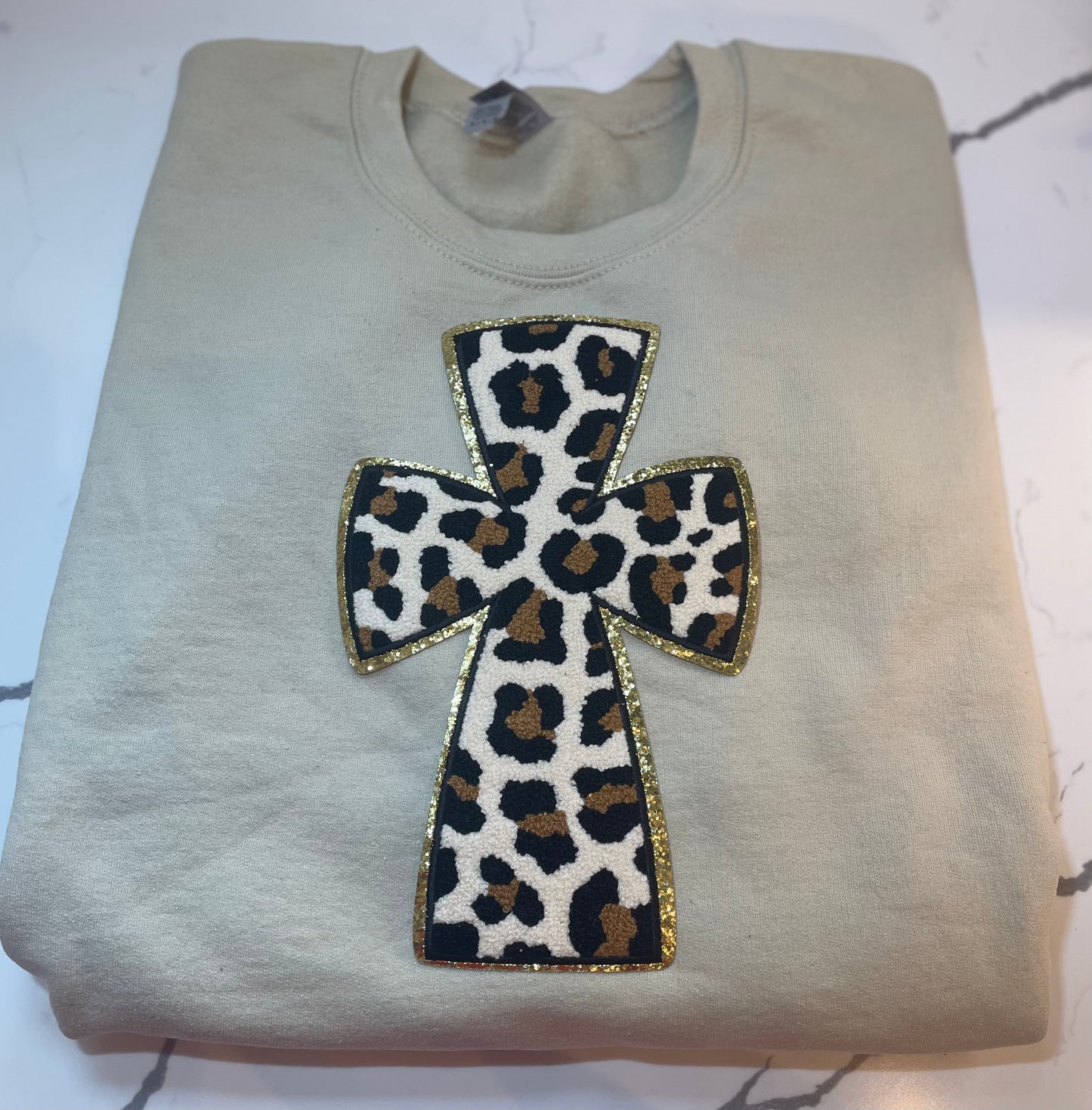 Leopard Chenille and Glitter Cross , Easter Cross, Gift for Easter