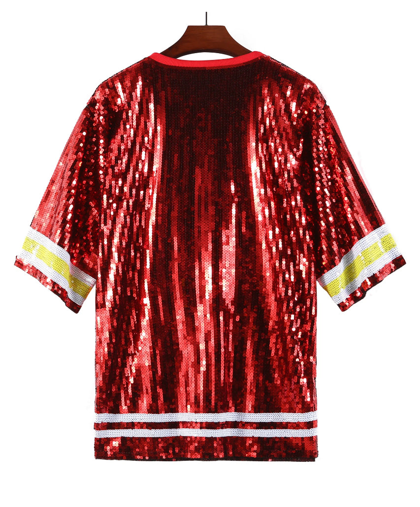 Kansas City Chiefs Sequin NFL Dress, Sequin Football Jersey Dress, NFL