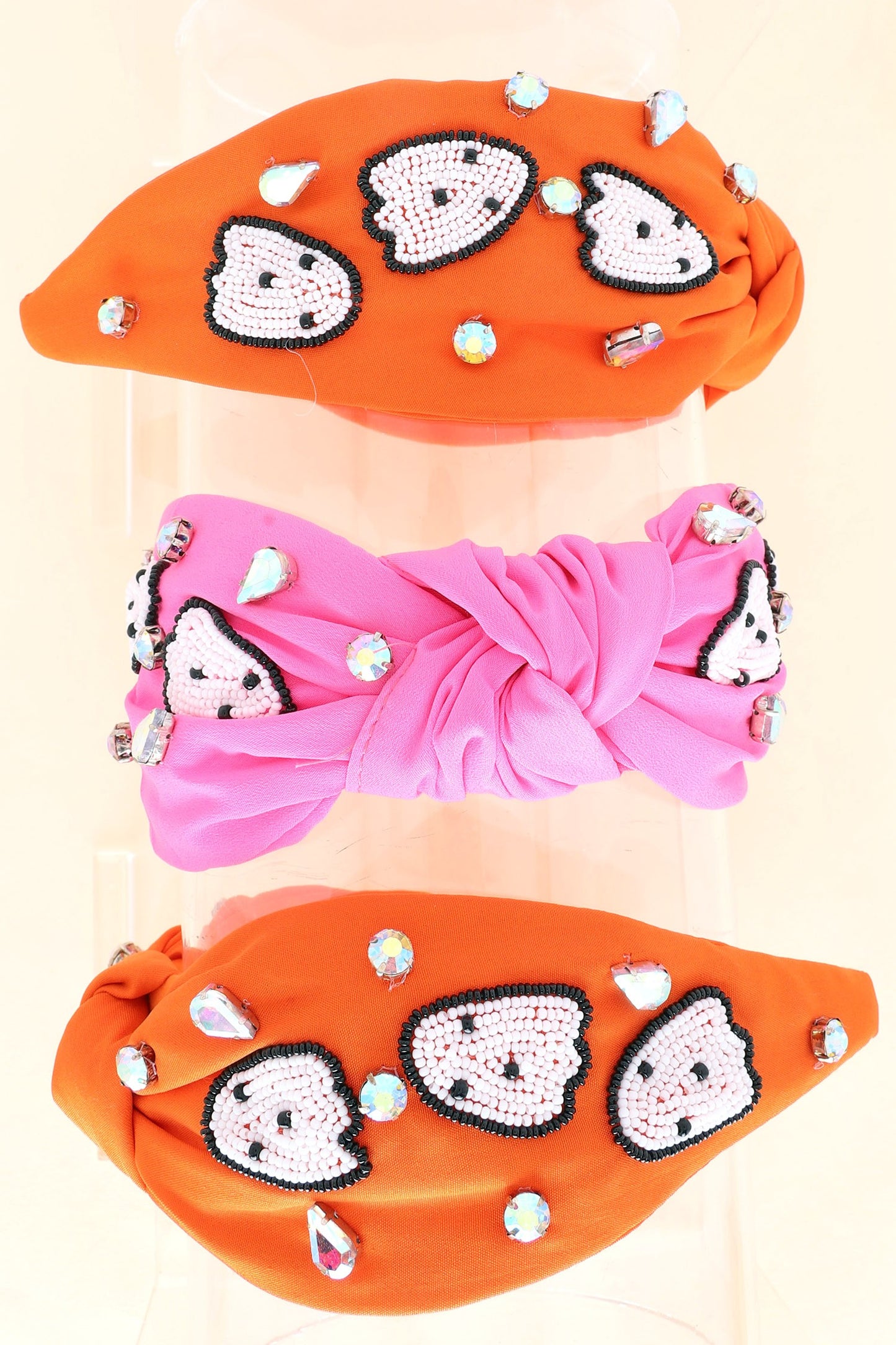 HALLOWEEN CRYSTAL RHINESTONE GHOST BEADED TOP KNOT HANDMADE HEADBAND/Hair Accessories