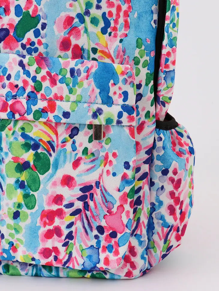 Blue lily print backpack/Back to School