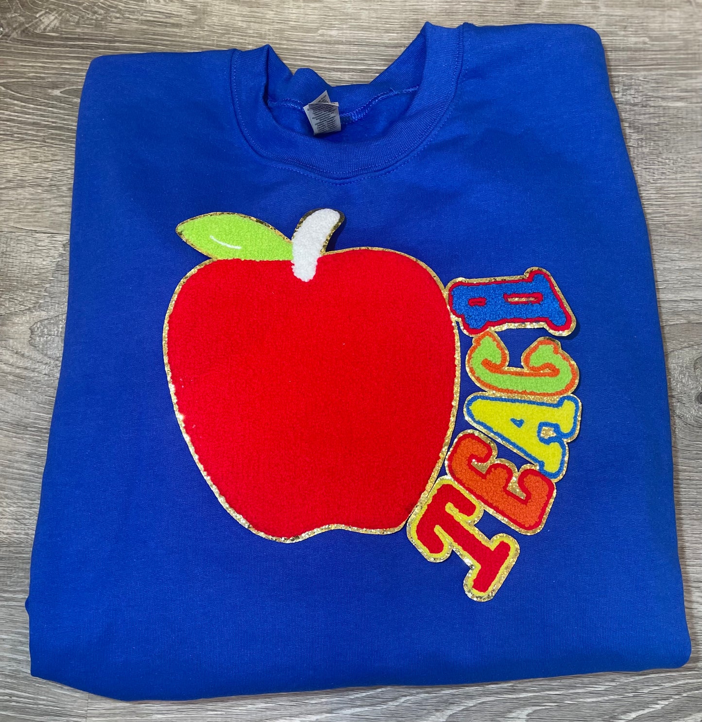Teach Iron On Patch, Apple Patch, Teacher Gift, Chenille and Glitter Iron on Patch