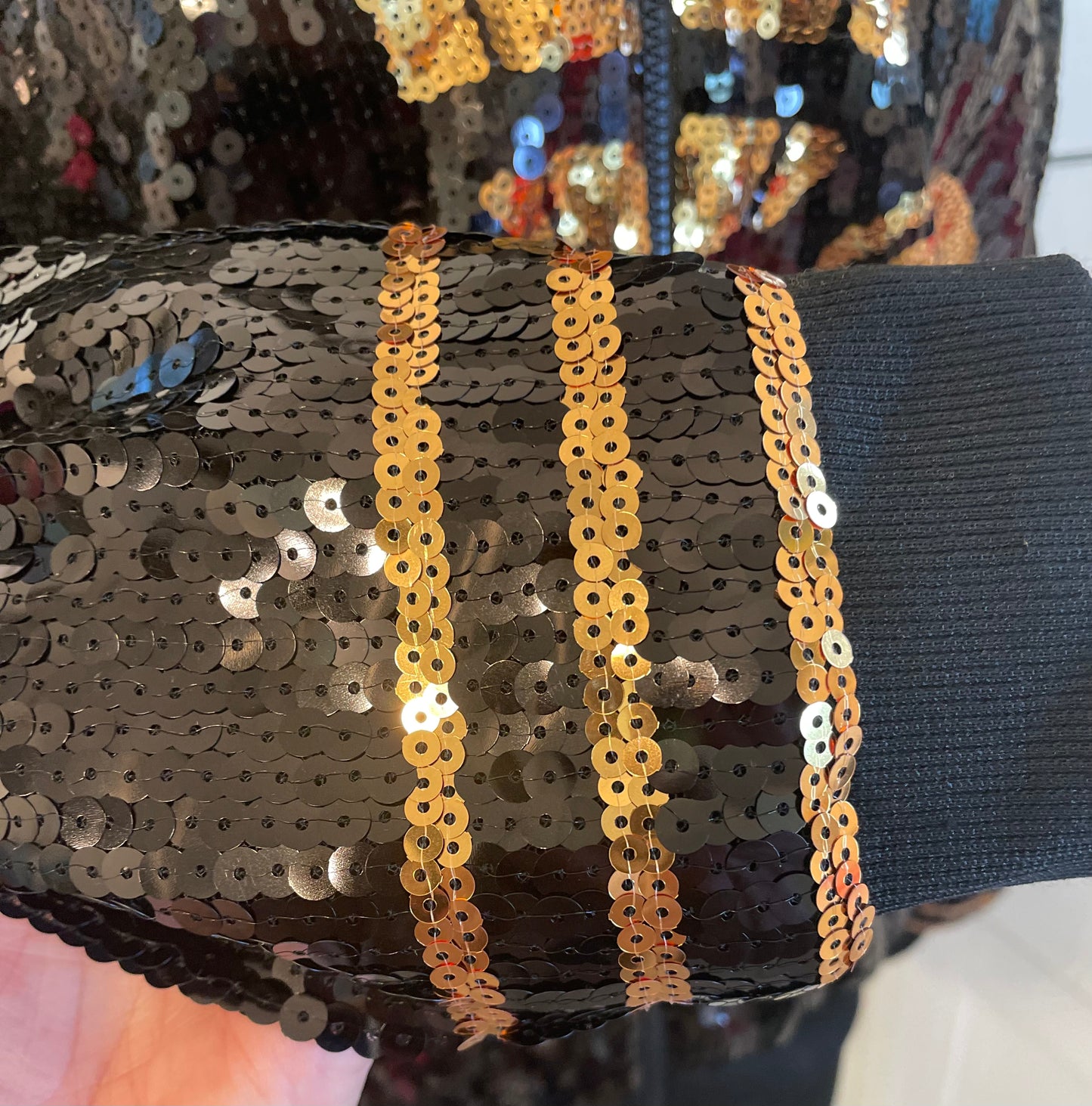 New Orleans Saints Jacket, Black and Gold Sequin Bomber Jacket, Game Day