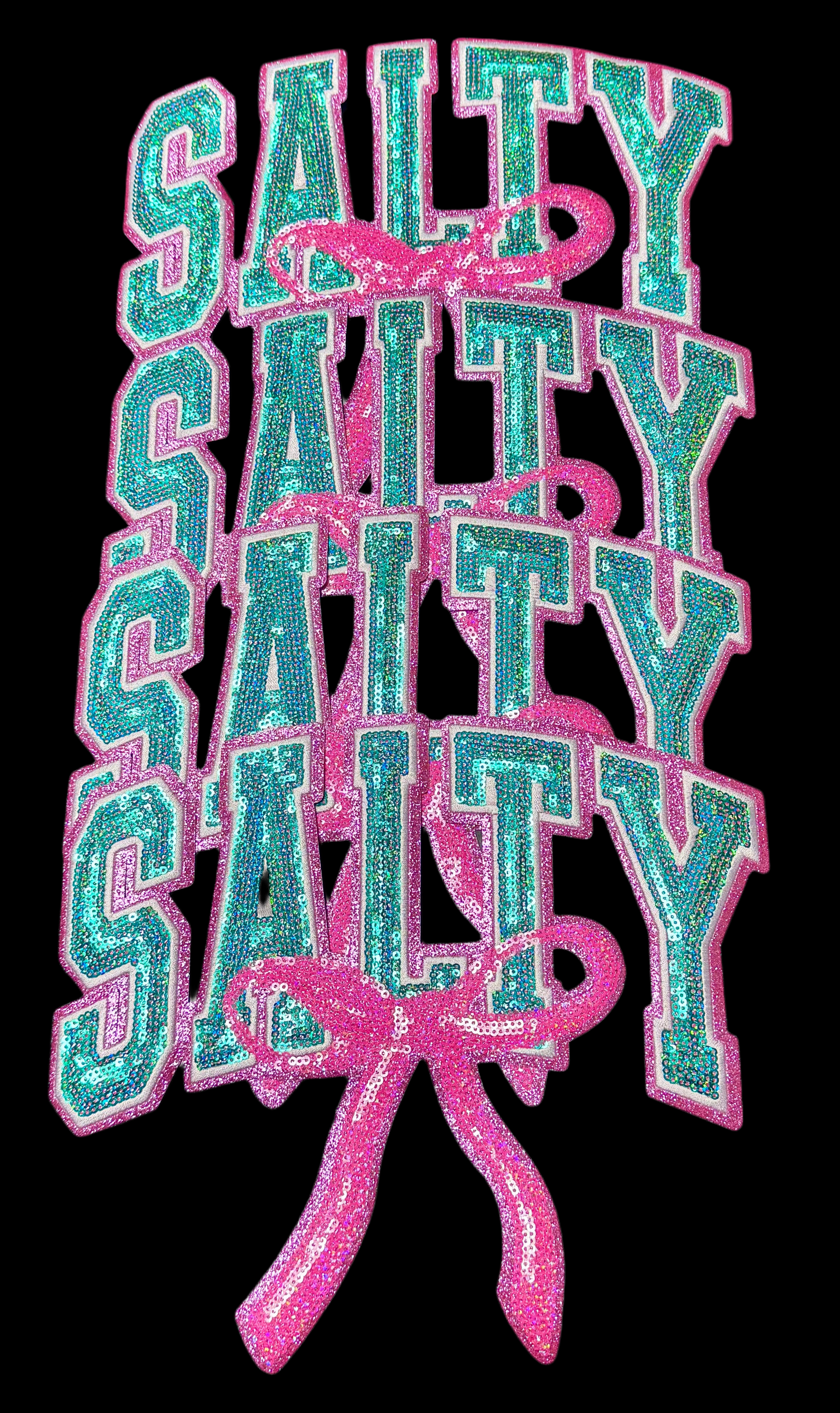 Salty Patch, Salty Sequin Bow Patch, Pink Glitter Backing, Iron on Patch, DIY