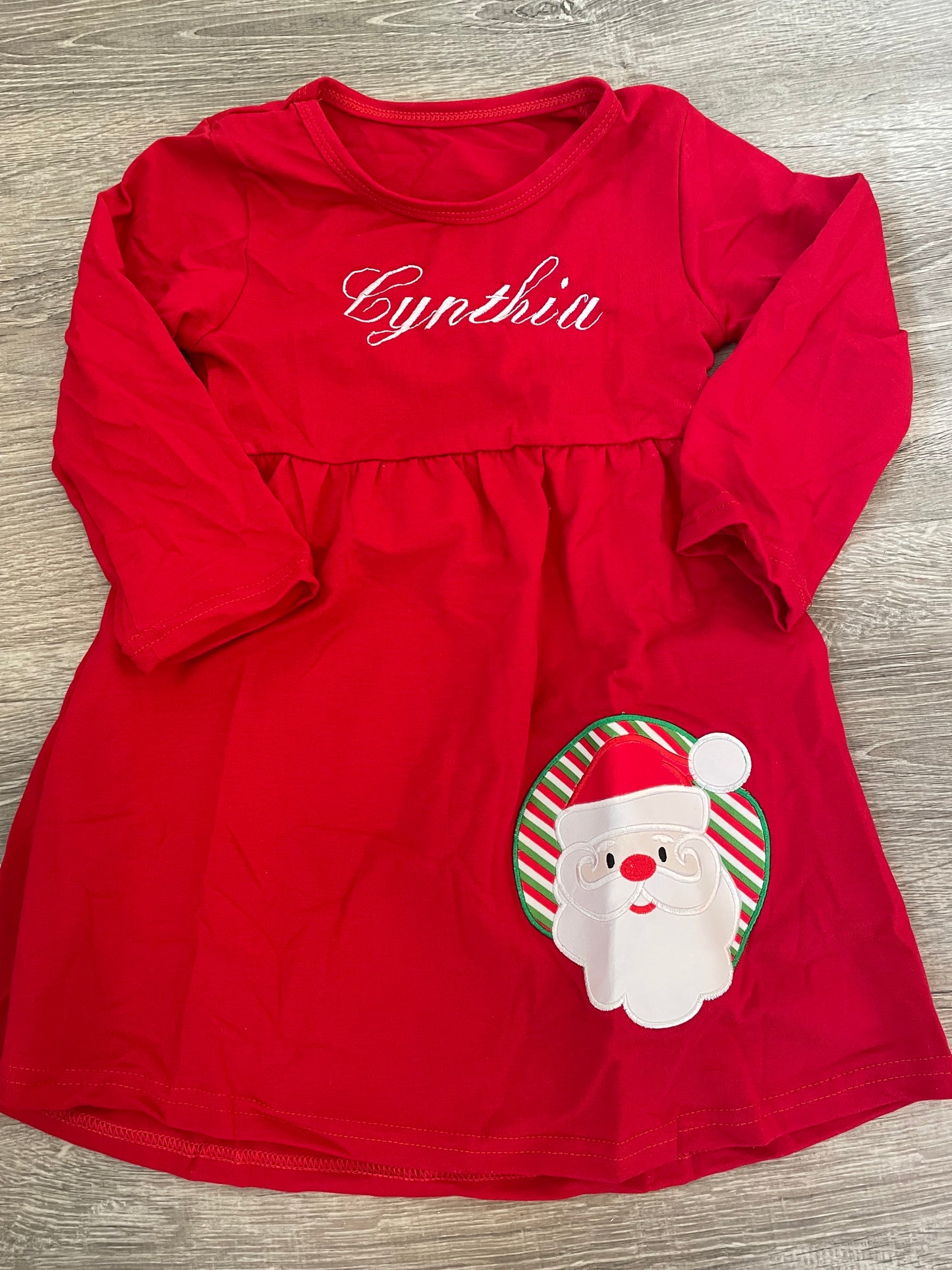 Red Santa personalized Girl dress, Christmas Boutique girl dress, personalized dress, holiday dress,