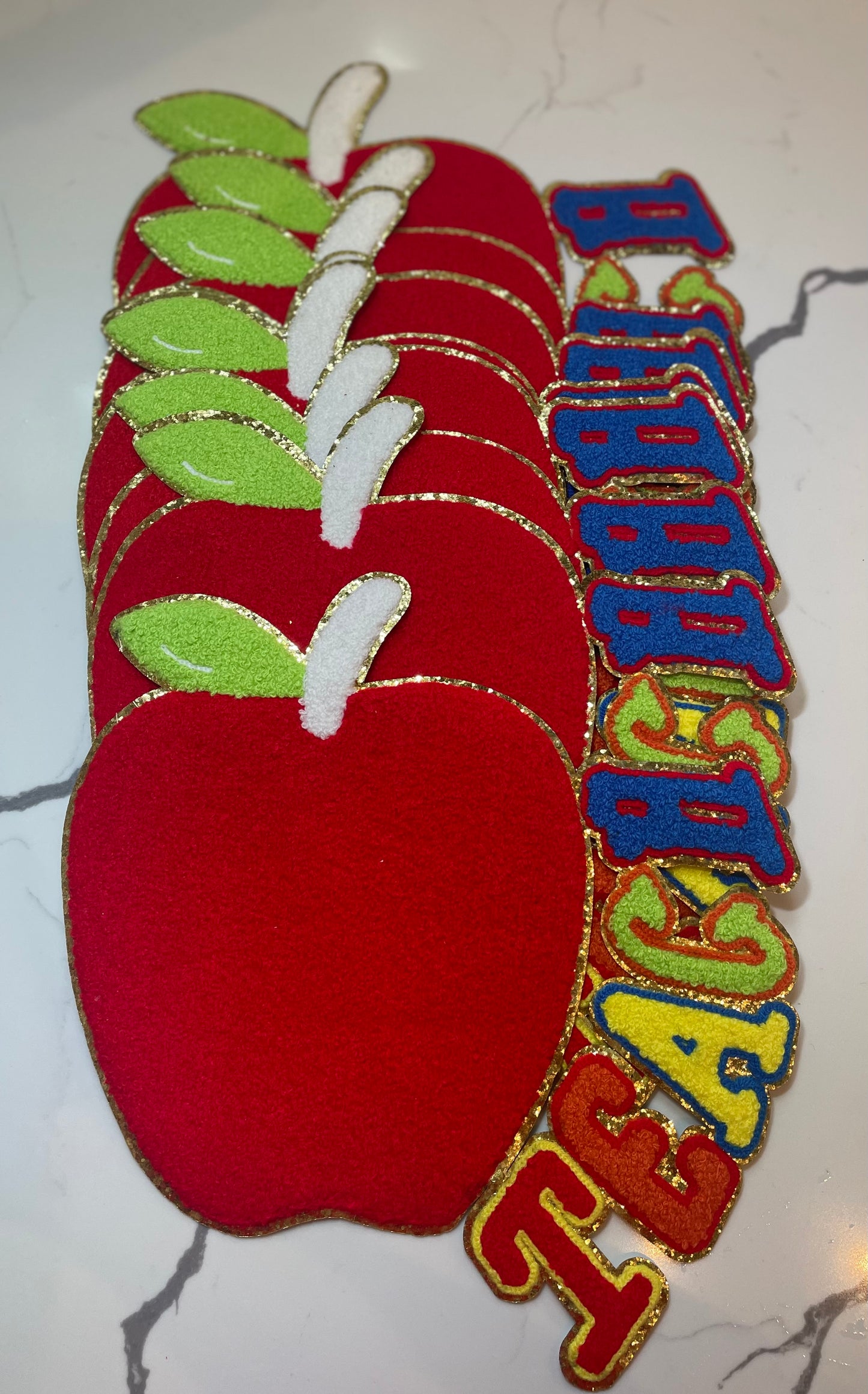 Teach Iron On Patch, Apple Patch, Teacher Gift, Chenille and Glitter Iron on Patch