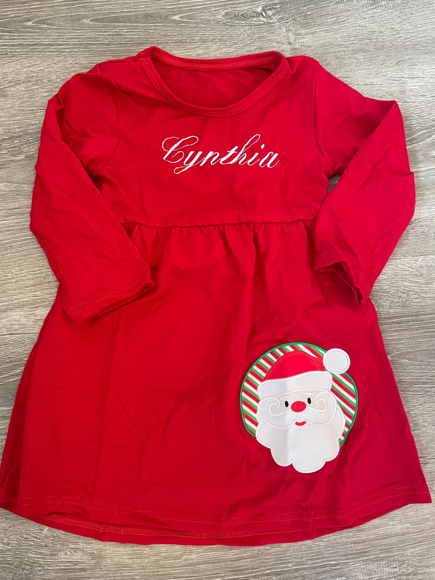 Red Santa personalized Girl dress, Christmas Boutique girl dress, personalized dress, holiday dress,