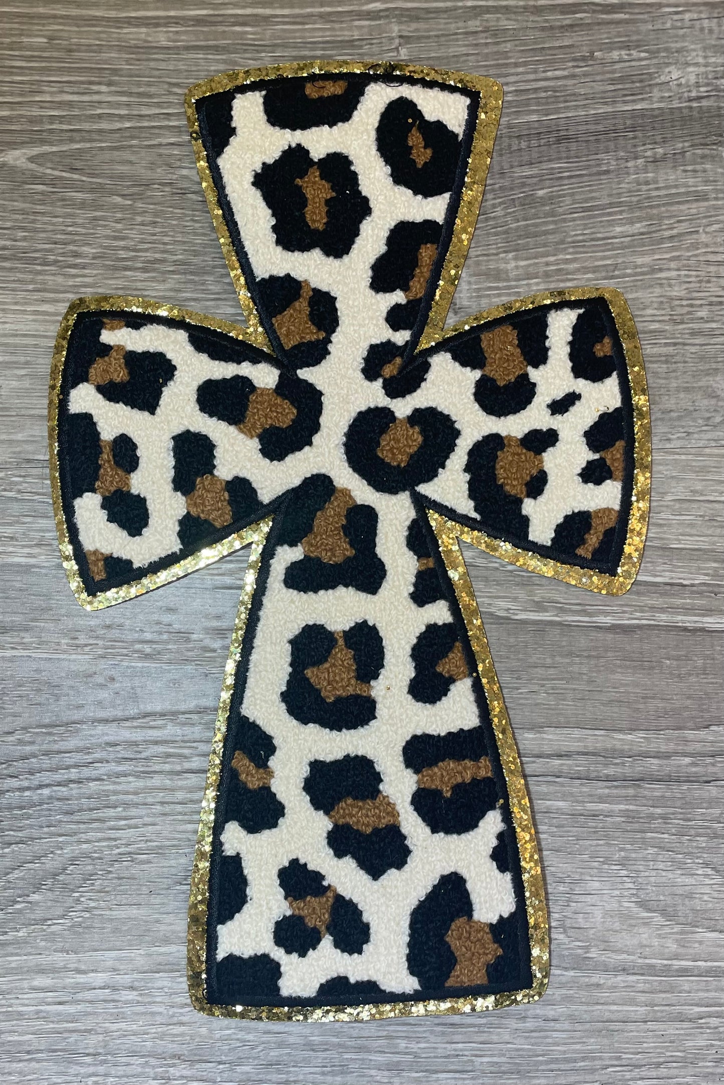 Leopard Chenille and Glitter Cross , Easter Cross, Gift for Easter