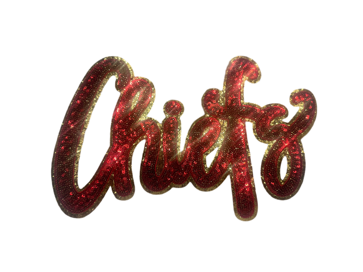 Chiefs Patch, Sequin Patch, Gold Glitter Backing, Iron On Patch, Game Day Patch, High School Mascot Patch, DIY Patch
