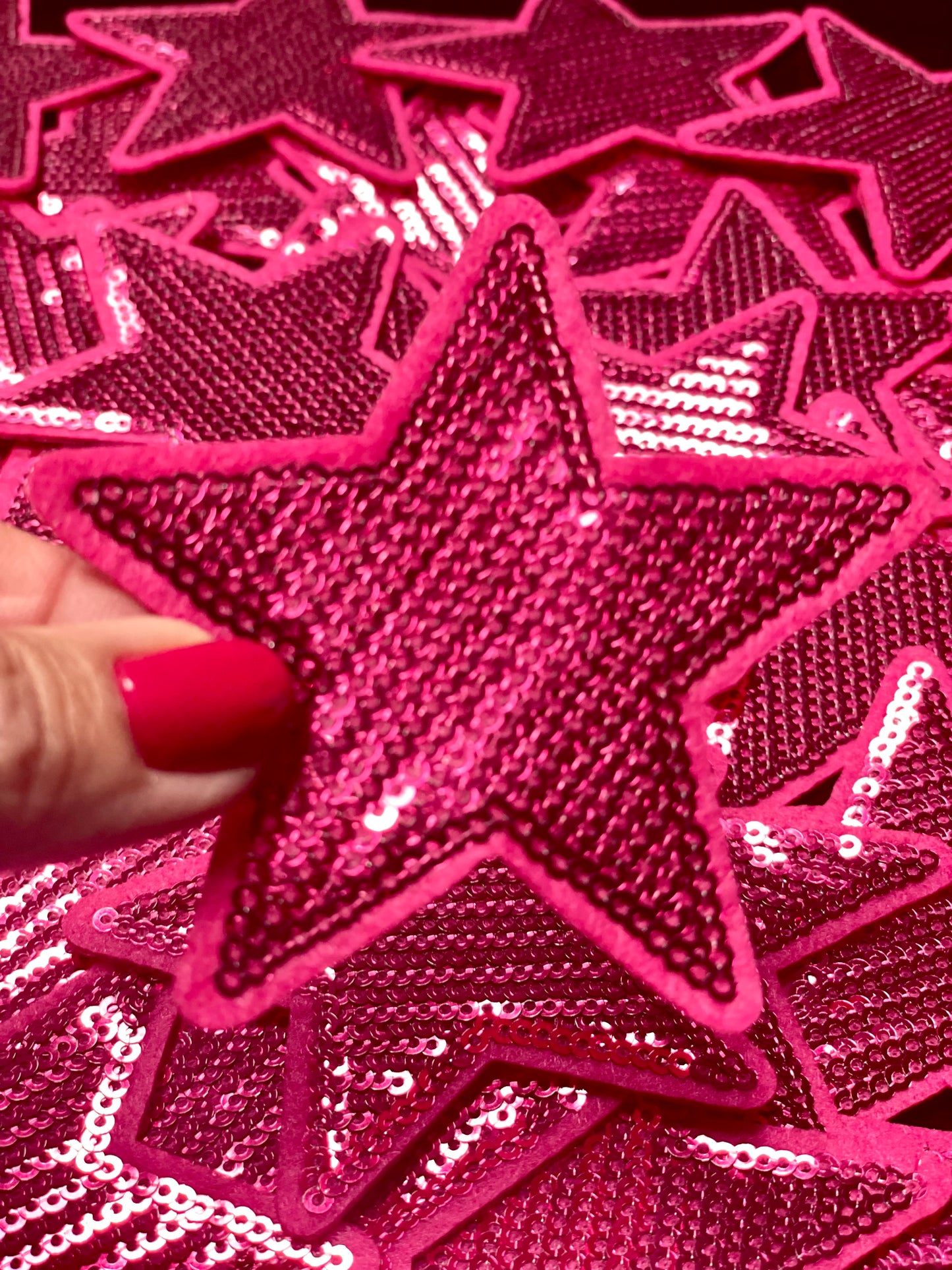 Star Patch, Sequin Star Patch, Hot Pink 3",Iron on Patch, DIY, Trucker Hat Patch, Preppy Patch, Patch for Hat, Sequin Star