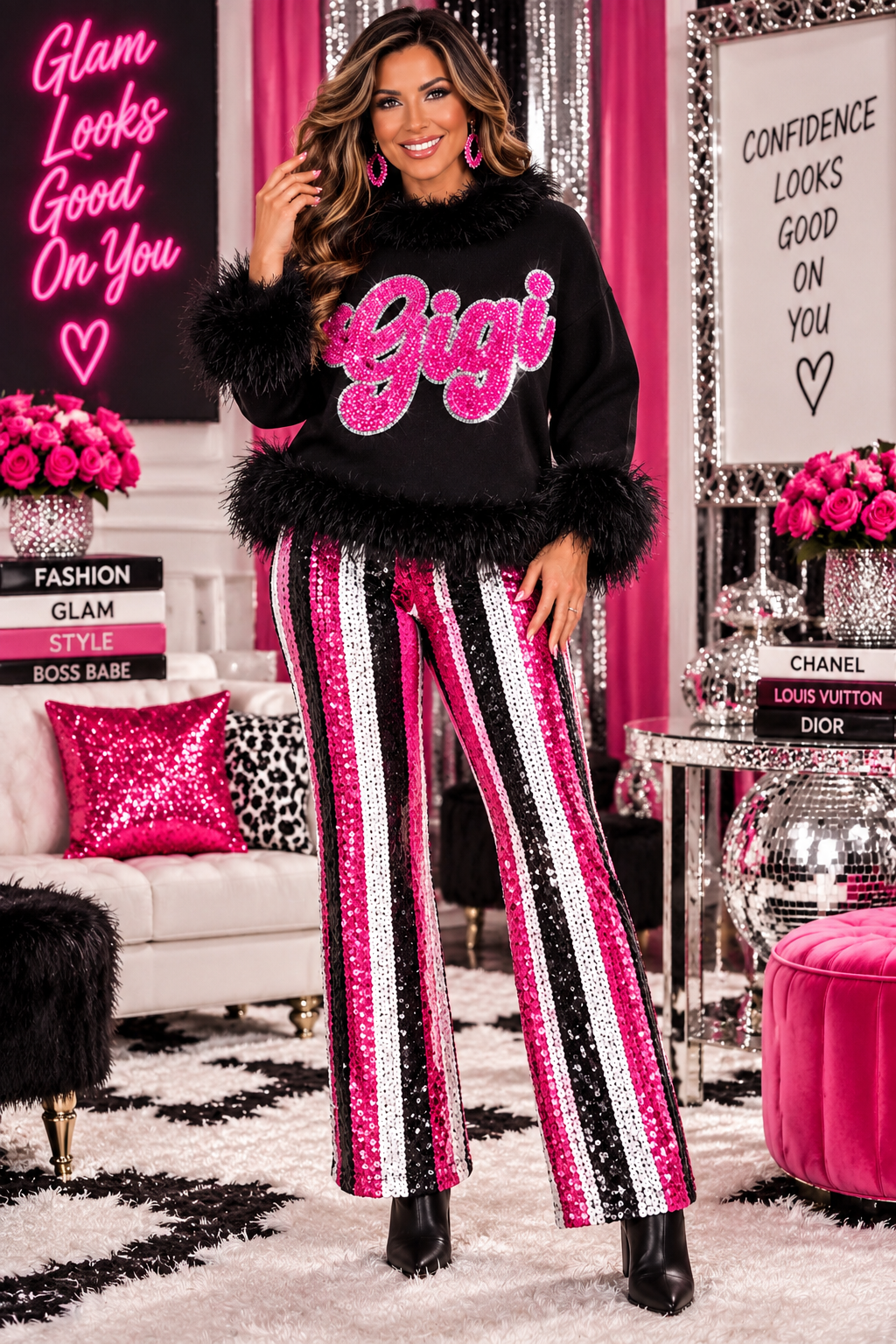 GiGi Patch, Sequin Patch, GIGi Sequin Patch, Pink Patch, Iron on Patch, DIY, Sequin GiGi Patch, Glitter Patch