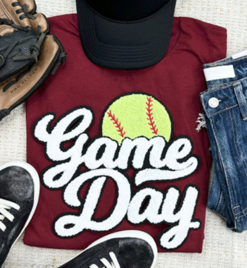 SOFTBALL Game Day Yellow Chenille Patch, Iron on patch, game day, DIY patch, Softball