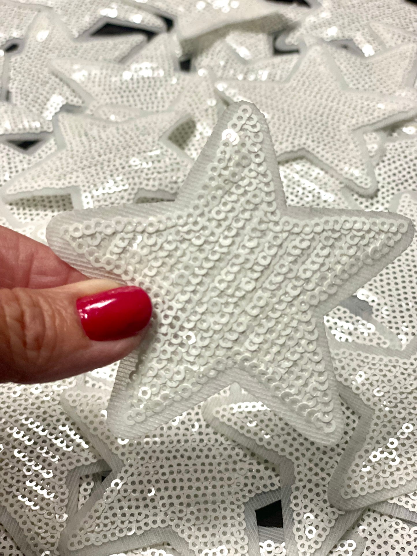 Star Patch, Sequin Star Patch, White 3",Iron on Patch, DIY, Trucker Hat Patch, Preppy Patch, Patch for Hat, Sequin Star