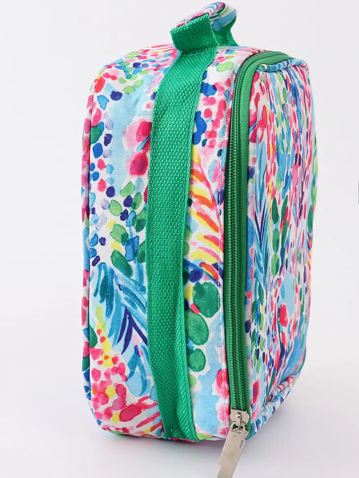 Blue lily print lunch box/Back to School