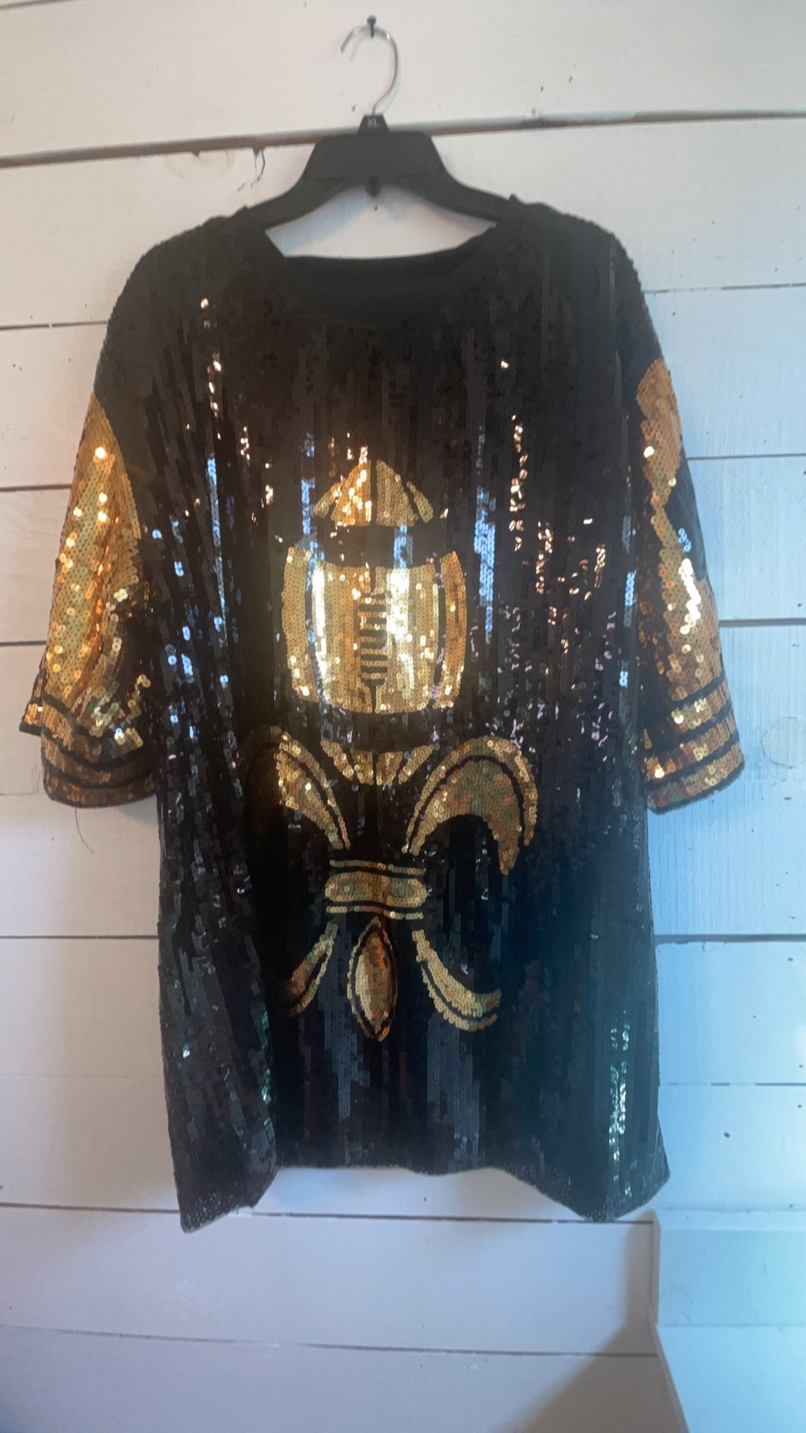 New Orleans Saints Ladies Black and Gold Sequin Jersey Dress| Black and Gold Dress| Women’s Sequin Dress| Bling Dress |NFL Sports|