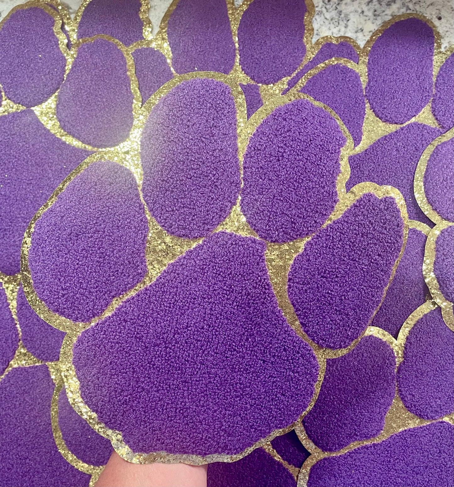 Chenille Paw, 11inch Paw, Mascot Paw, Glitter Paw, Iron on Chenille Patch, Purple Paw, DIY Patch, Game Day Patch