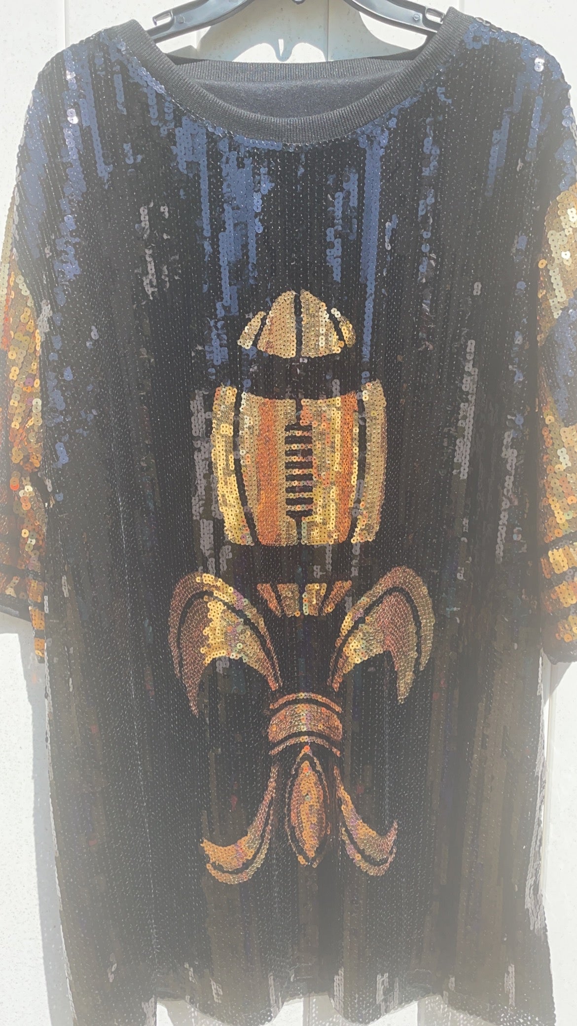 New Orleans Saints Ladies Black and Gold Sequin Jersey Dress| Black and Gold Dress| Women’s Sequin Dress| Bling Dress |NFL Sports|