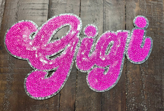 GiGi Patch, Sequin Patch, GIGi Sequin Patch, Pink Patch, Iron on Patch, DIY, Sequin GiGi Patch, Glitter Patch
