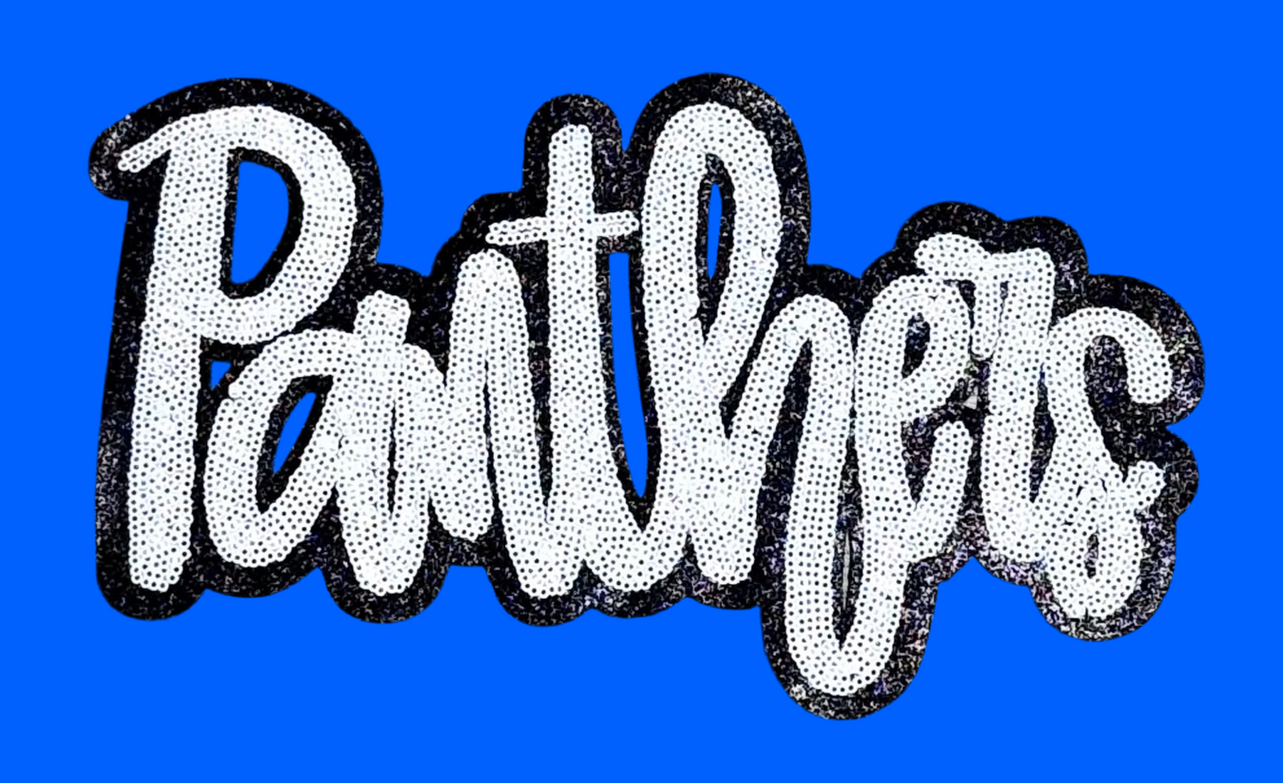 Panthers Patch, Sequin Patch, Football Patch, Panthers Game Day Sequin Patch, DIY, Iron on Patch, Black glitter backing