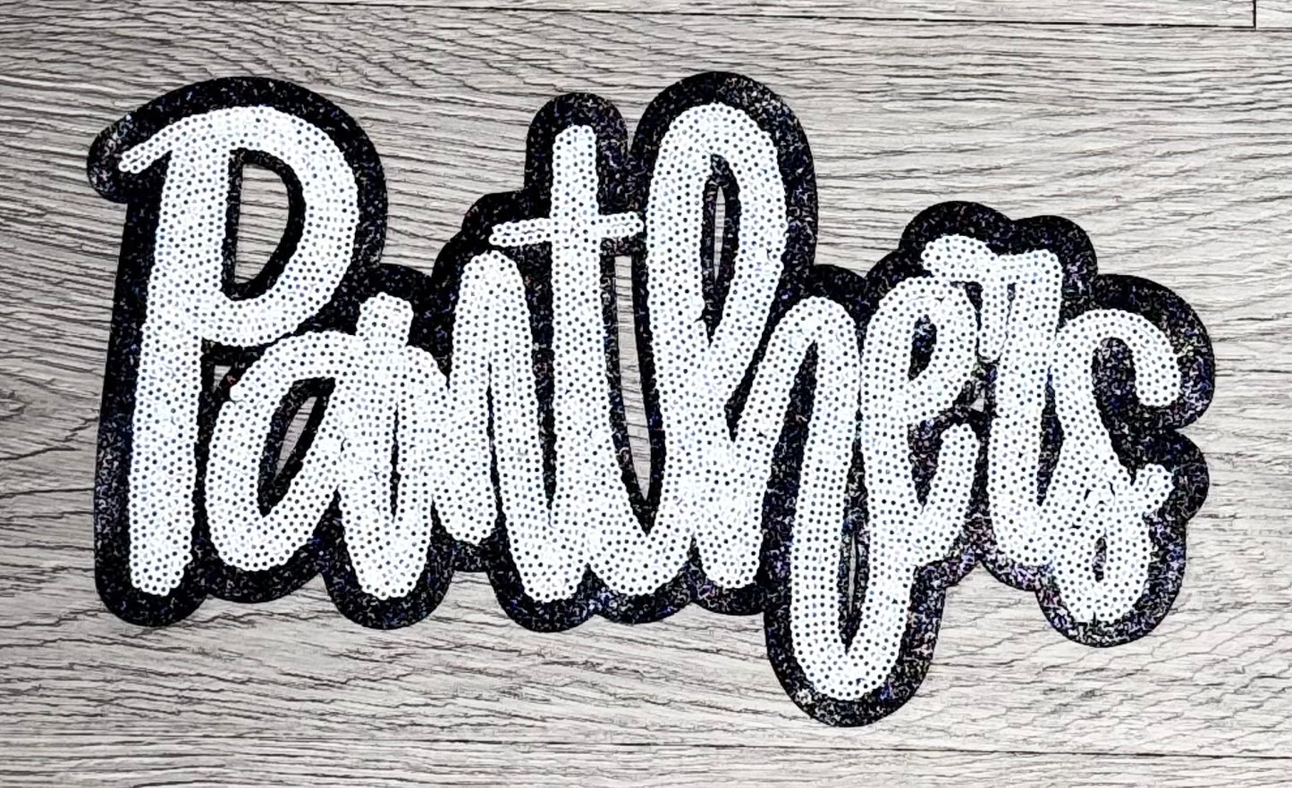 Panthers Patch, Sequin Patch, Football Patch, Panthers Game Day Sequin Patch, DIY, Iron on Patch, Black glitter backing