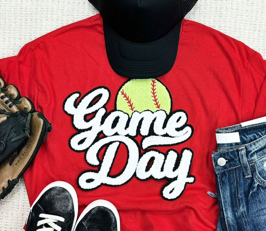 SOFTBALL Game Day Yellow Chenille Patch, Iron on patch, game day, DIY patch, Softball
