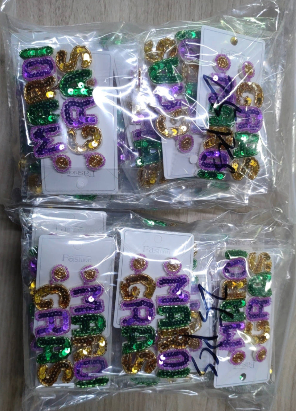 NEW!!! Mardi Gras 2025 Lightweight Sequin Mardi Gras Drop Earrings