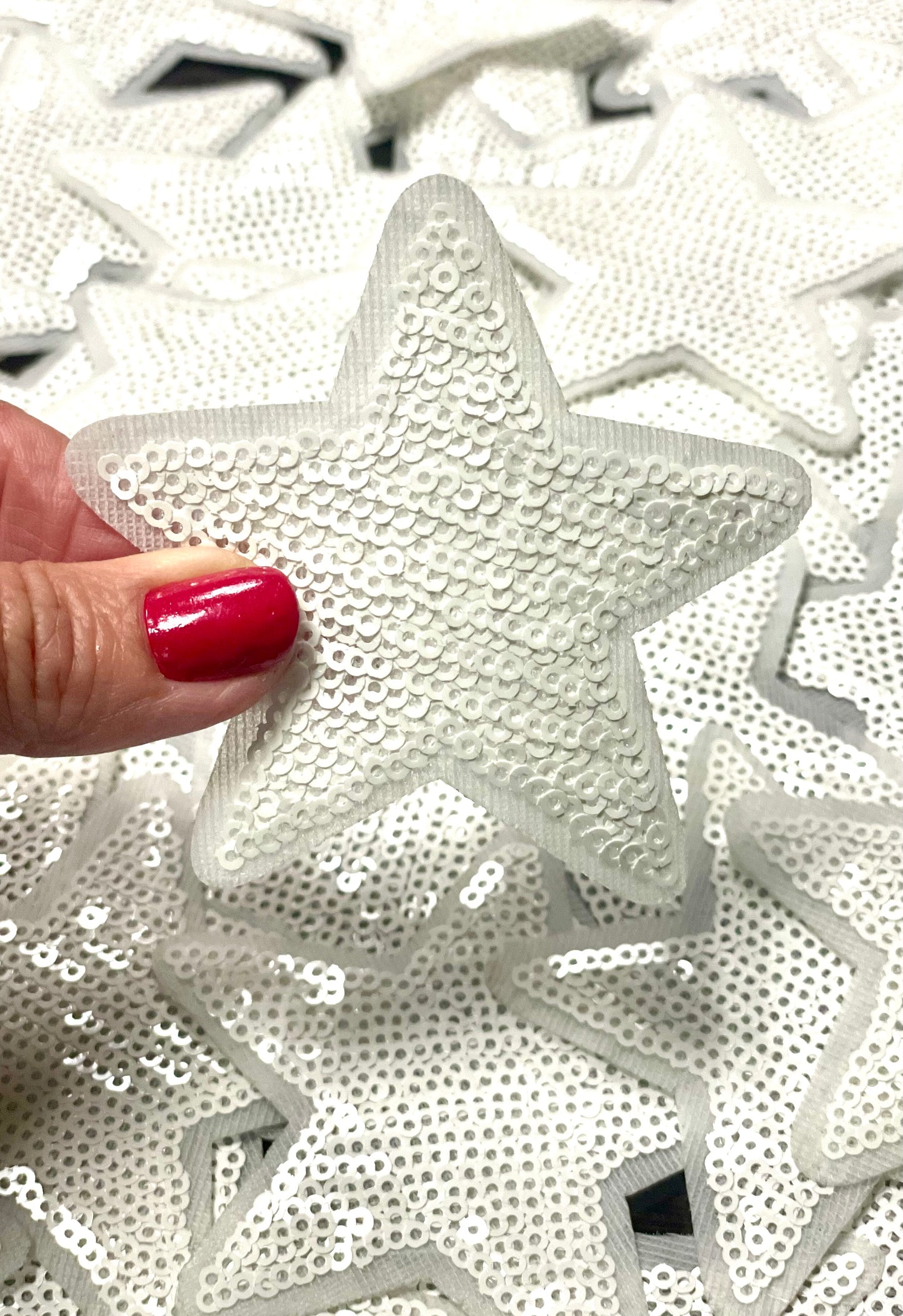 Star Patch, Sequin Star Patch, White 3",Iron on Patch, DIY, Trucker Hat Patch, Preppy Patch, Patch for Hat, Sequin Star
