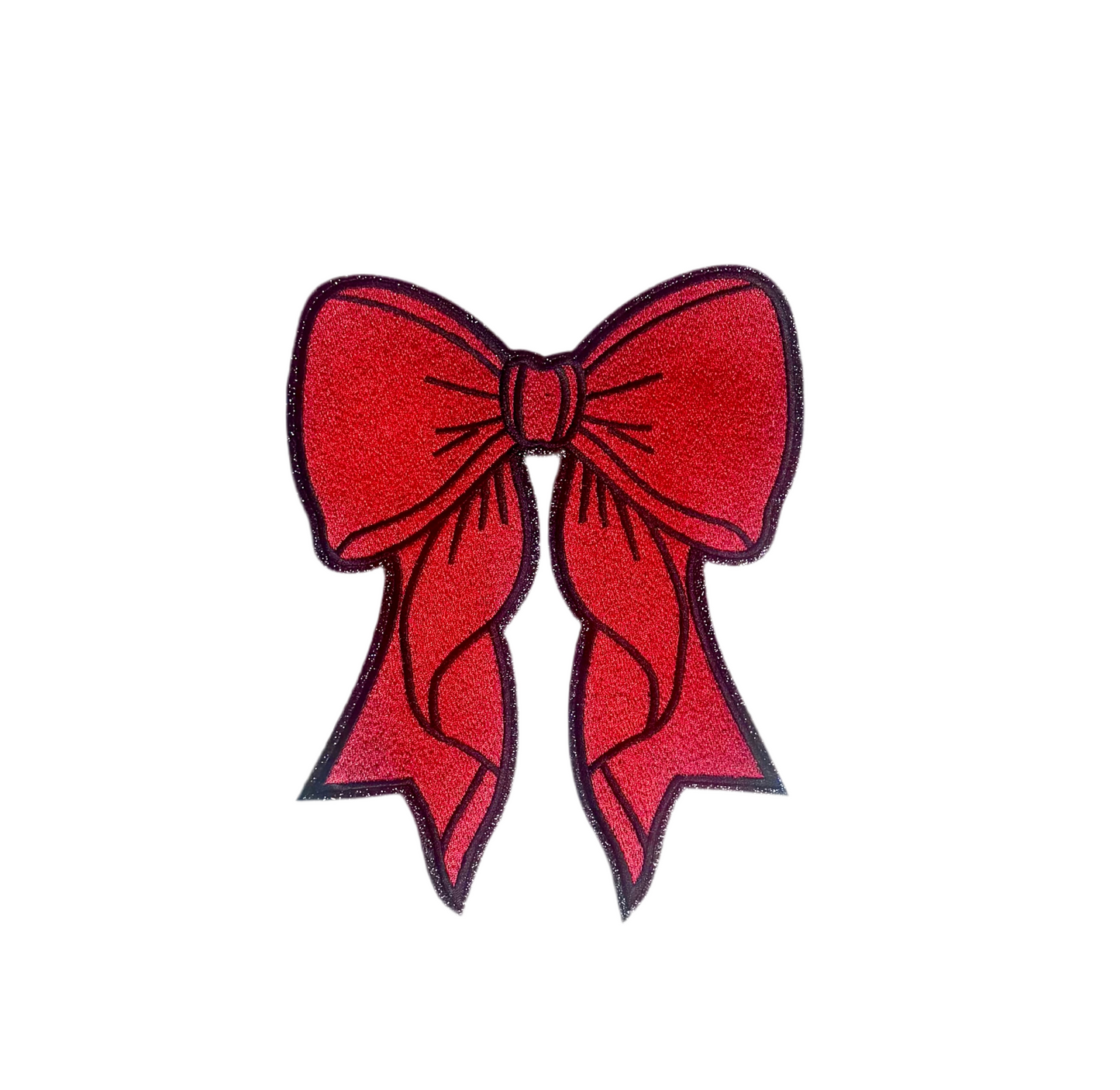 ed Bow Patch, Black Glitter Backing, Iron On, DIY patch, Bow Patch, Valentines Patch