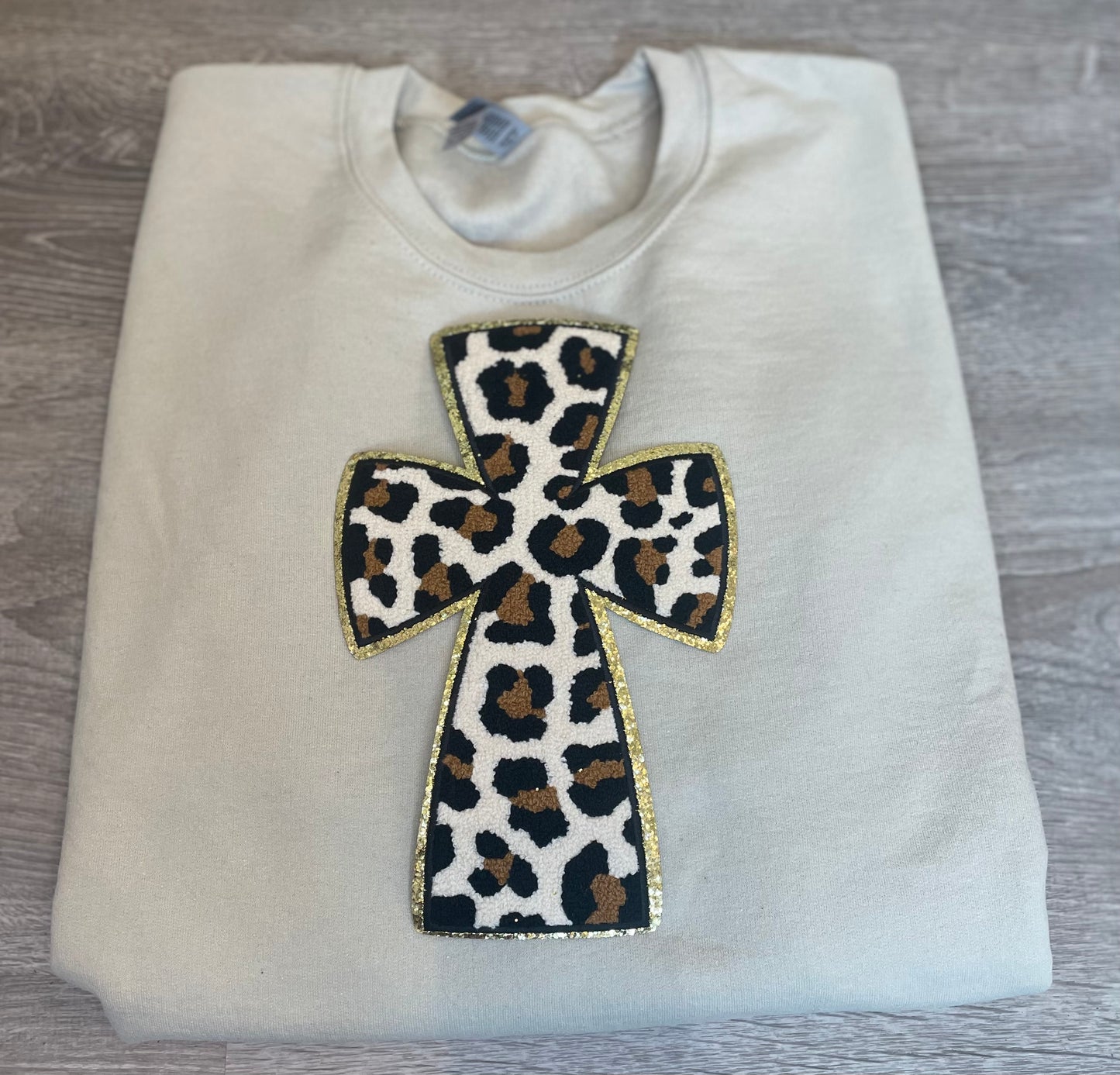 Leopard Chenille and Glitter Cross , Easter Cross, Gift for Easter