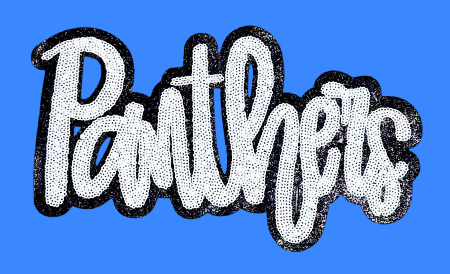 Panthers Patch, Sequin Patch, Football Patch, Panthers Game Day Sequin Patch, DIY, Iron on Patch, Black glitter backing