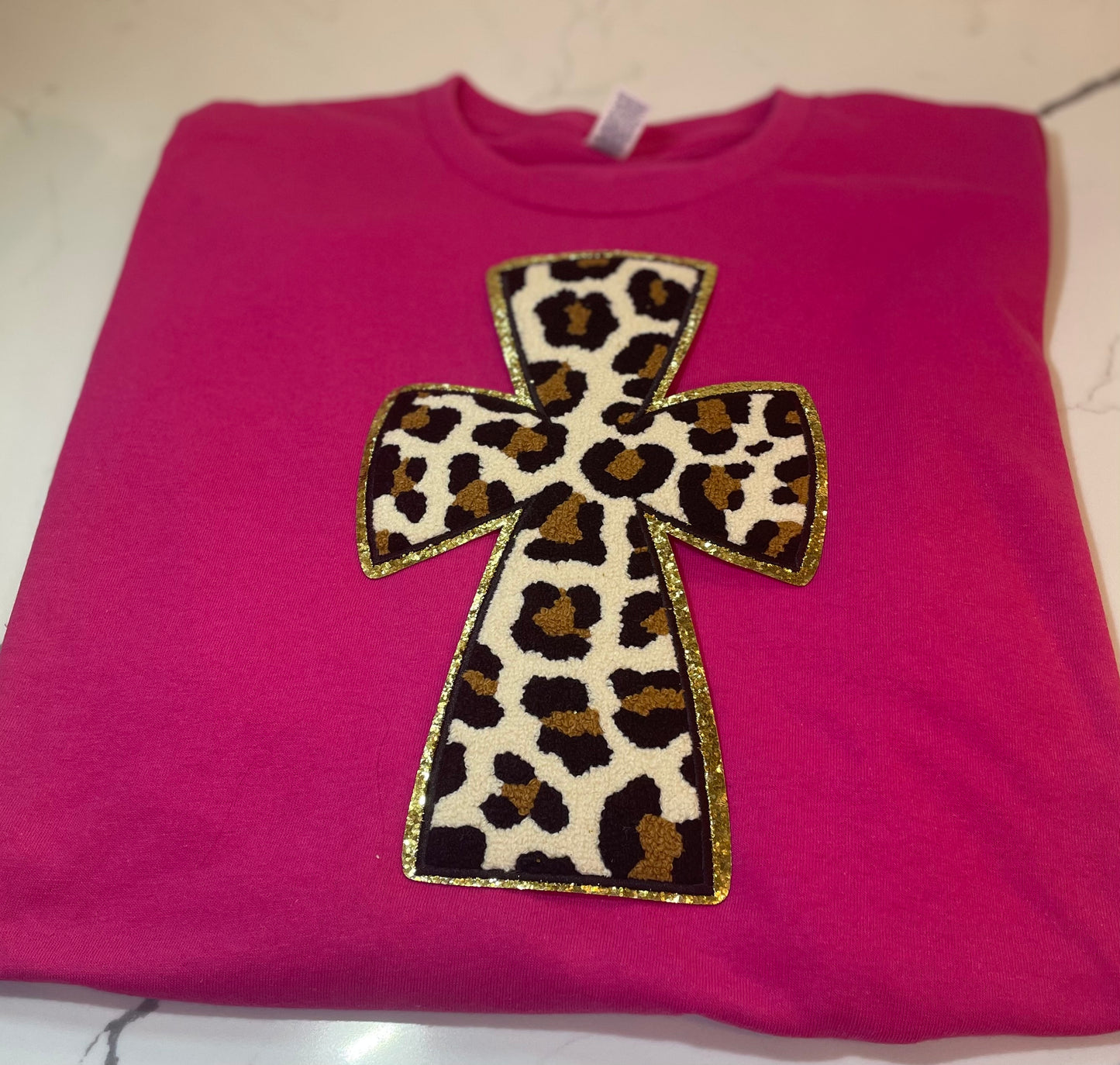 Leopard Chenille and Glitter Cross , Easter Cross, Gift for Easter