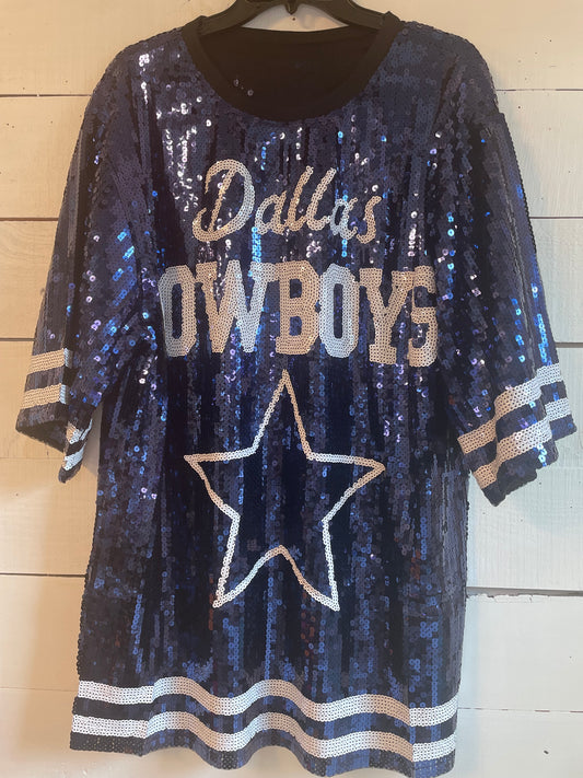 Sequin Dallas Cowboy Jersey Dress, Game Day, NFL Jersey Dress
