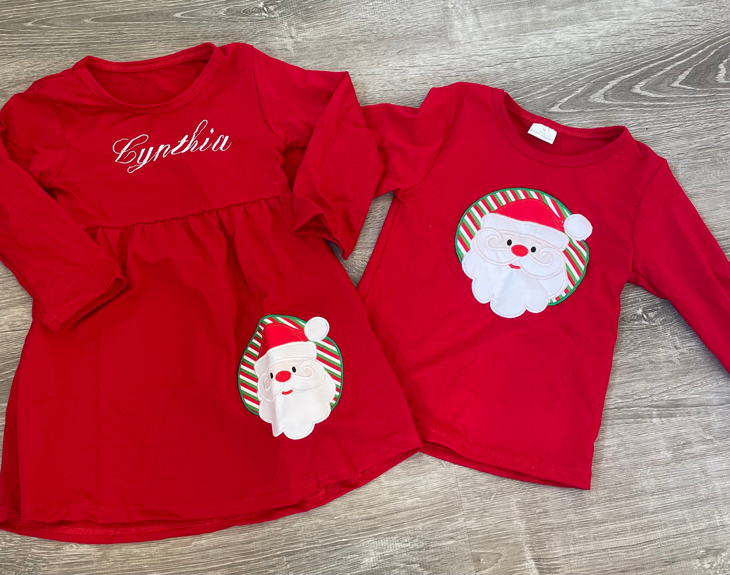 Red Santa personalized Girl dress, Christmas Boutique girl dress, personalized dress, holiday dress,
