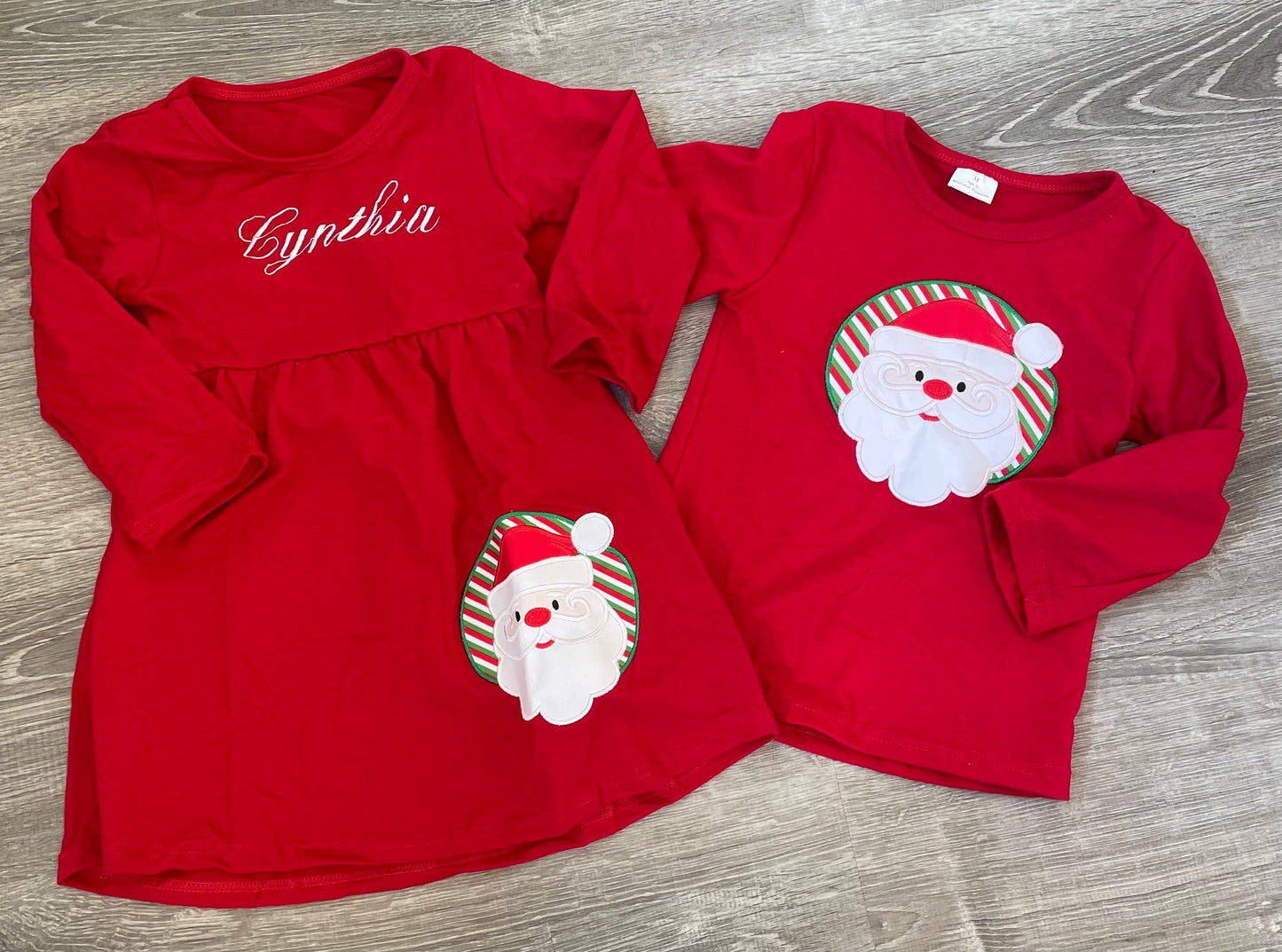Red Santa Applique Boys Christmas Shirt, Boutique Christmas Applique Shirt ,Holiday Shirt,
