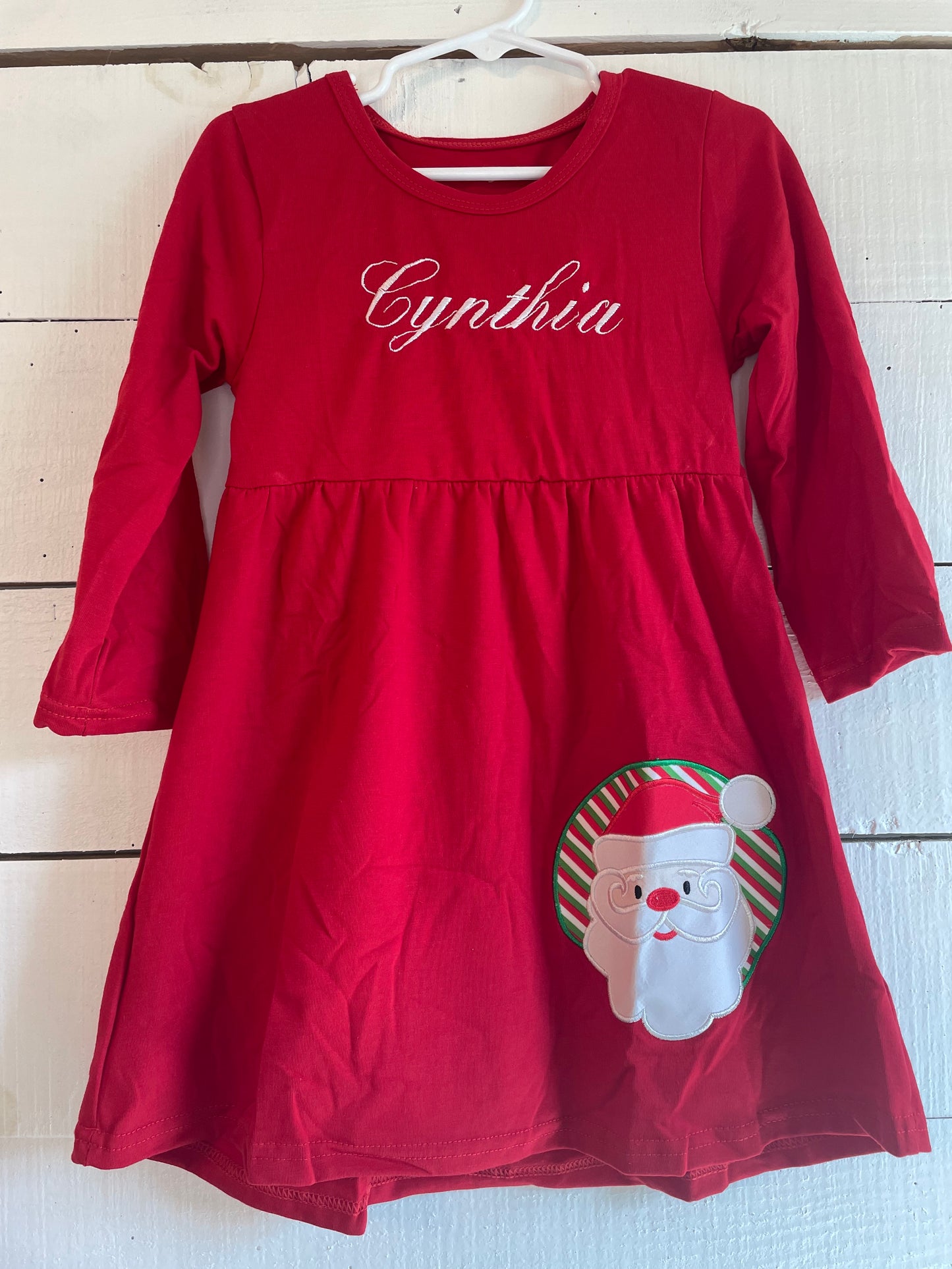 Red Santa personalized Girl dress, Christmas Boutique girl dress, personalized dress, holiday dress,