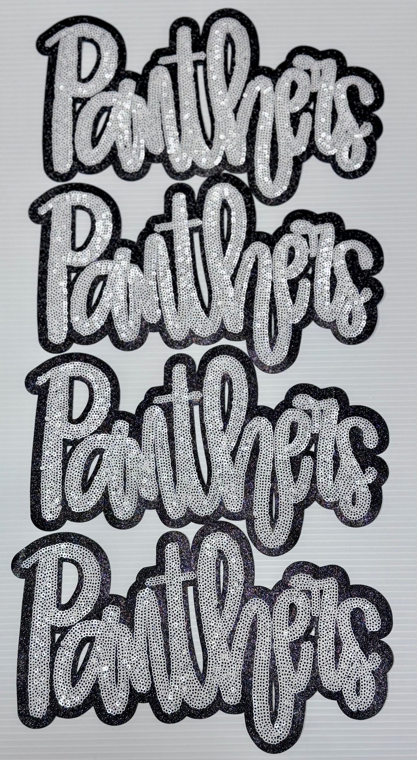 Panthers Patch, Sequin Patch, Football Patch, Panthers Game Day Sequin Patch, DIY, Iron on Patch, Black glitter backing