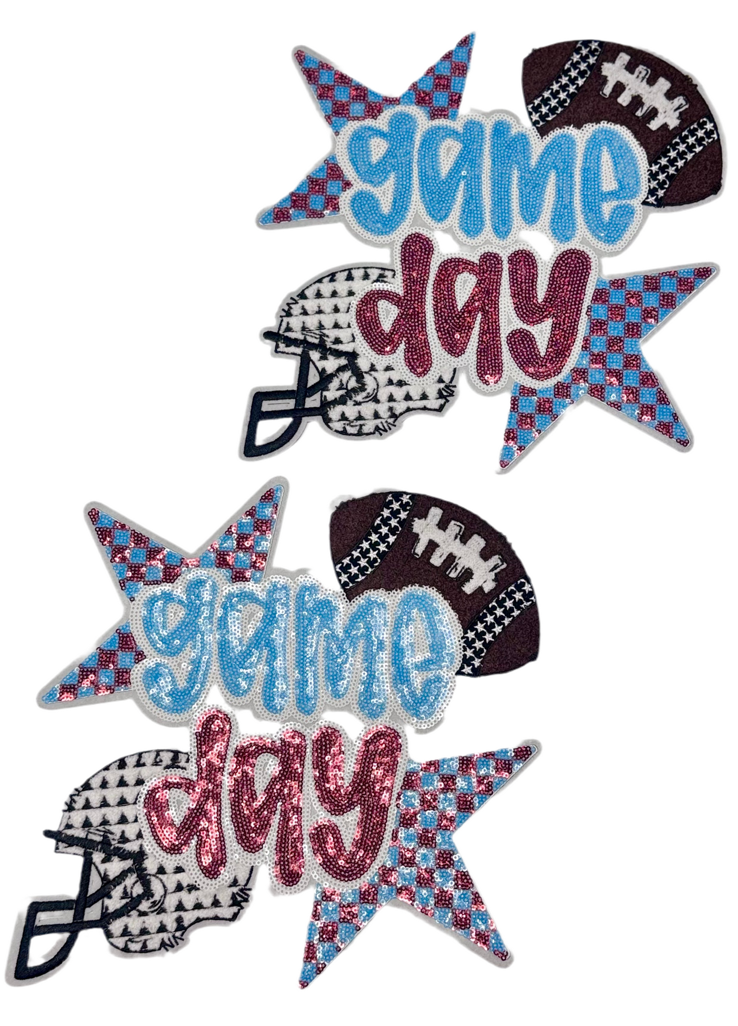 Game Day Patch, 11 in Patch,Football Patch, Red and Blue Patch, Sequin Football Patch, Sports Patch, Sequin Patch, Iron on Patch, DIY