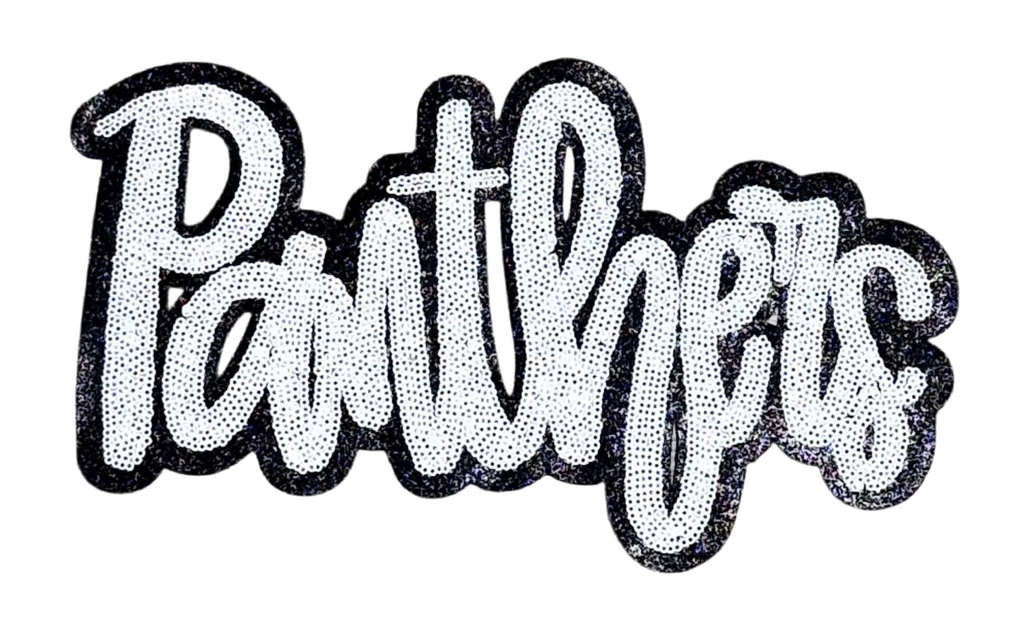 Panthers Patch, Sequin Patch, Football Patch, Panthers Game Day Sequin Patch, DIY, Iron on Patch, Black glitter backing
