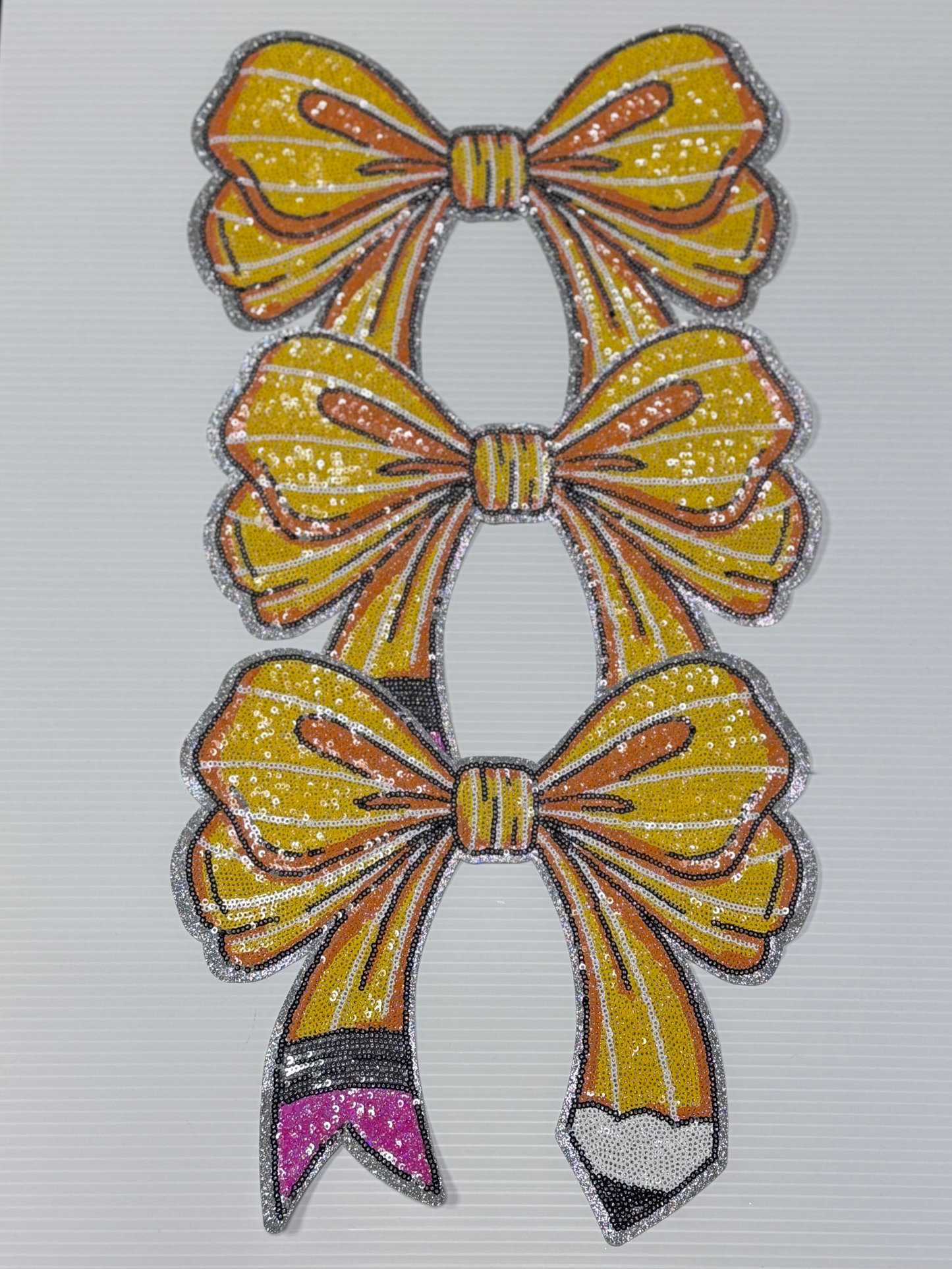 Pencil Bow Patch, 11 inch Patch, Teacher Patch, School Patch, Bow Patch, Iron on Patch, DIY