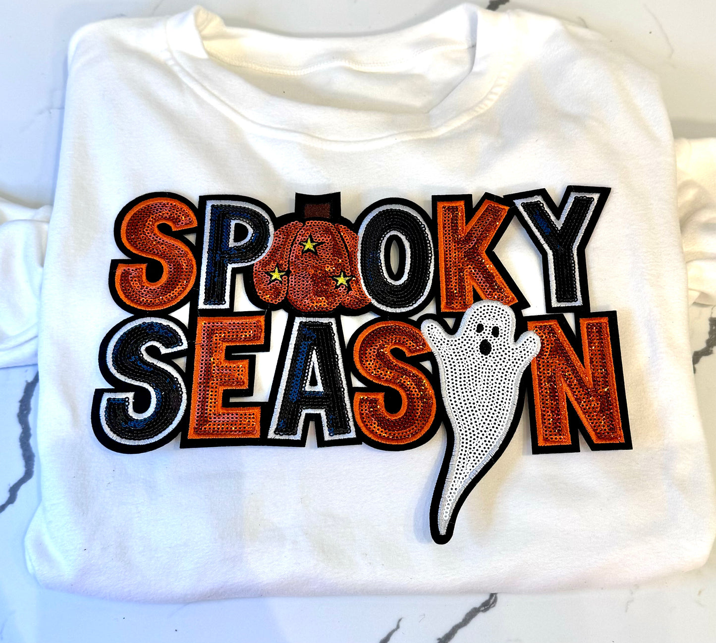 Sequin Spooky Season Patch, Sequin Patch, Spooky Patch, Iron on Patch, Ghost Patch, Halloween Patch, Fall Patches, DIY Patch
