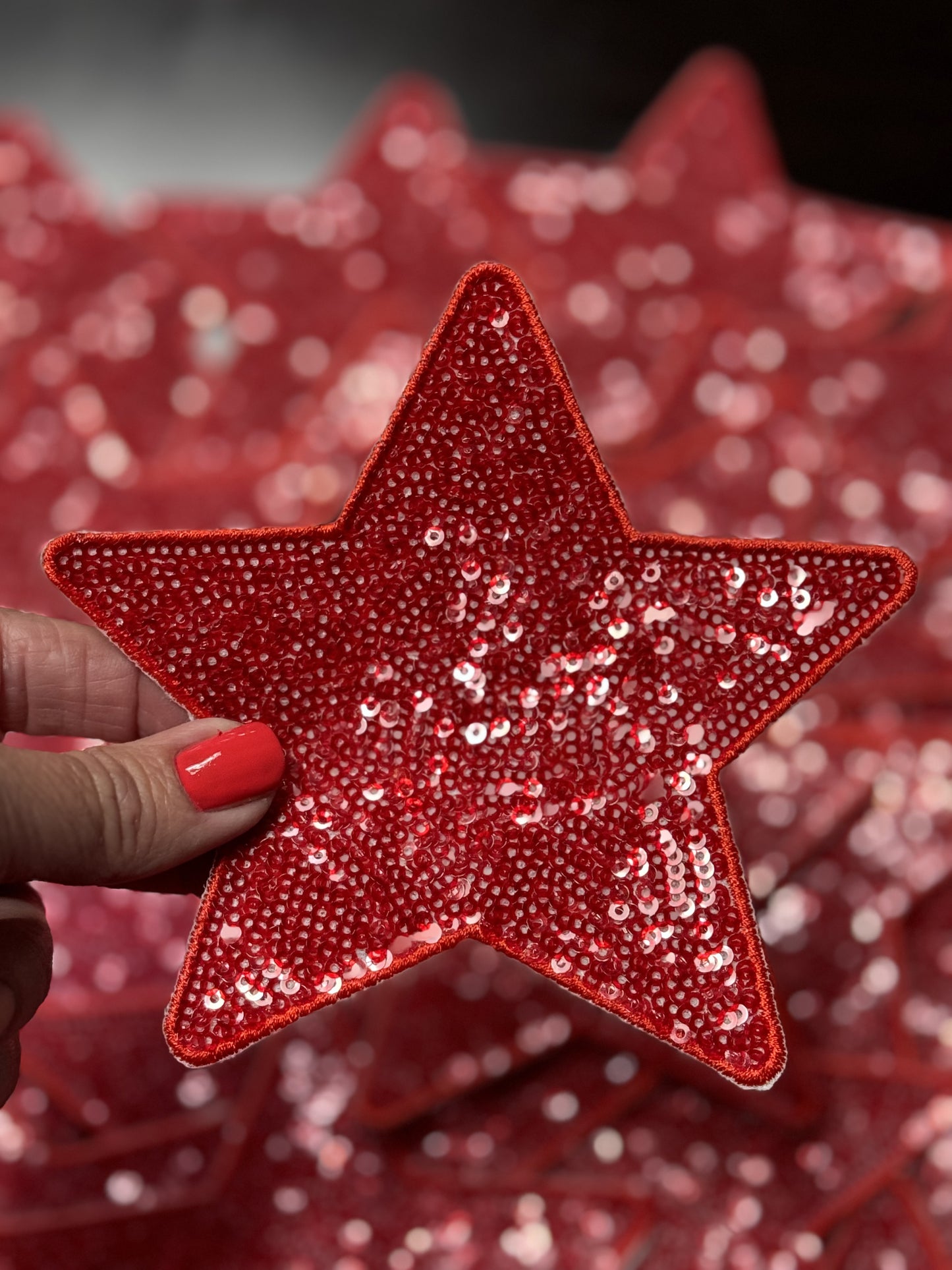 Star Patch, Sequin Star Patch, Red 5" Sequin Star Patch, Iron on Patch, DIY, Trucker Hat Patch, Preppy Patch Trendy Patch Patch, Sequin Star