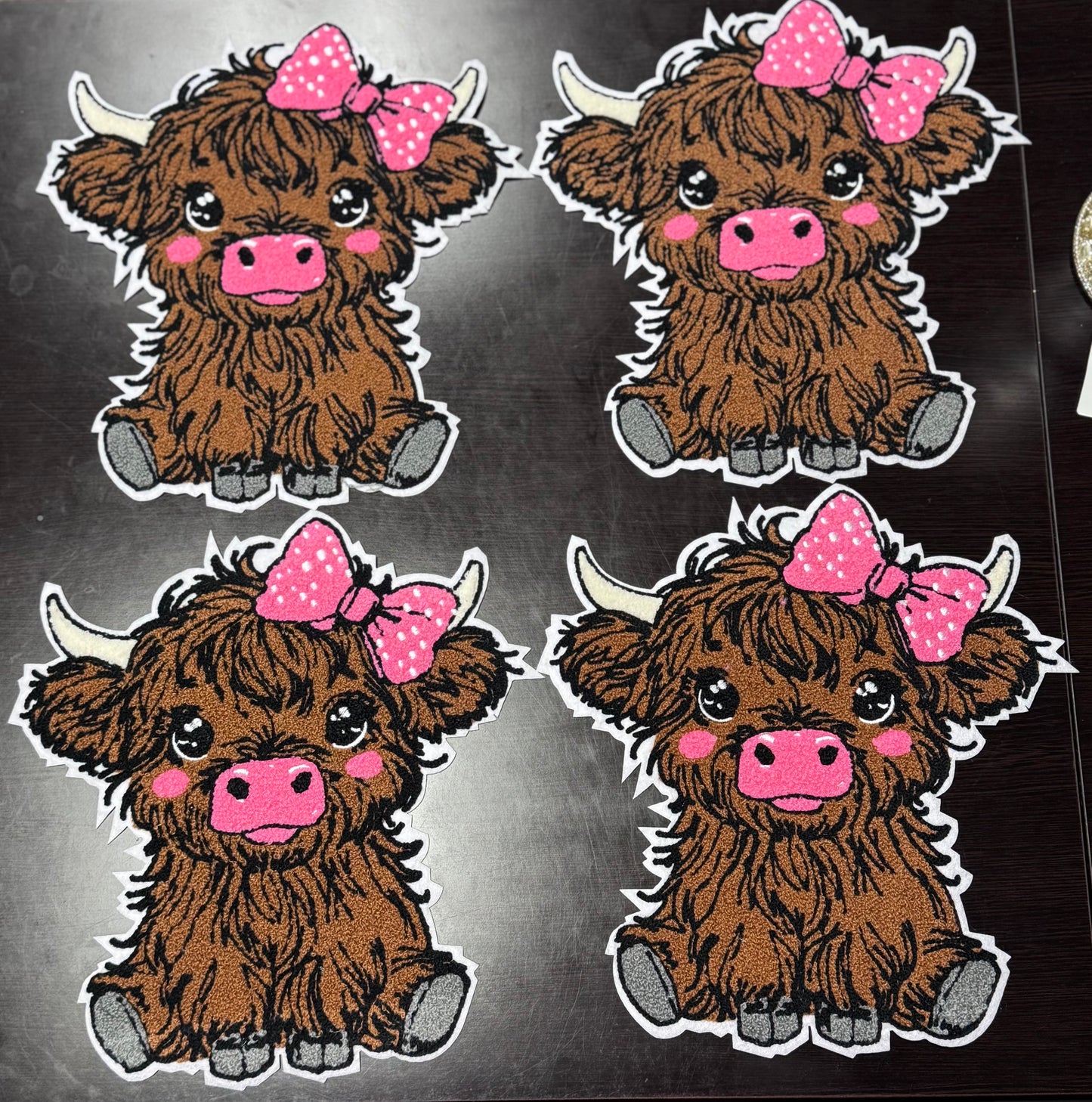 Highland Cow Patch, 11 in Patch, Chenille Patch, Cow Patch, Pink Patch, Farm Patch, Iron on Patch, DIY