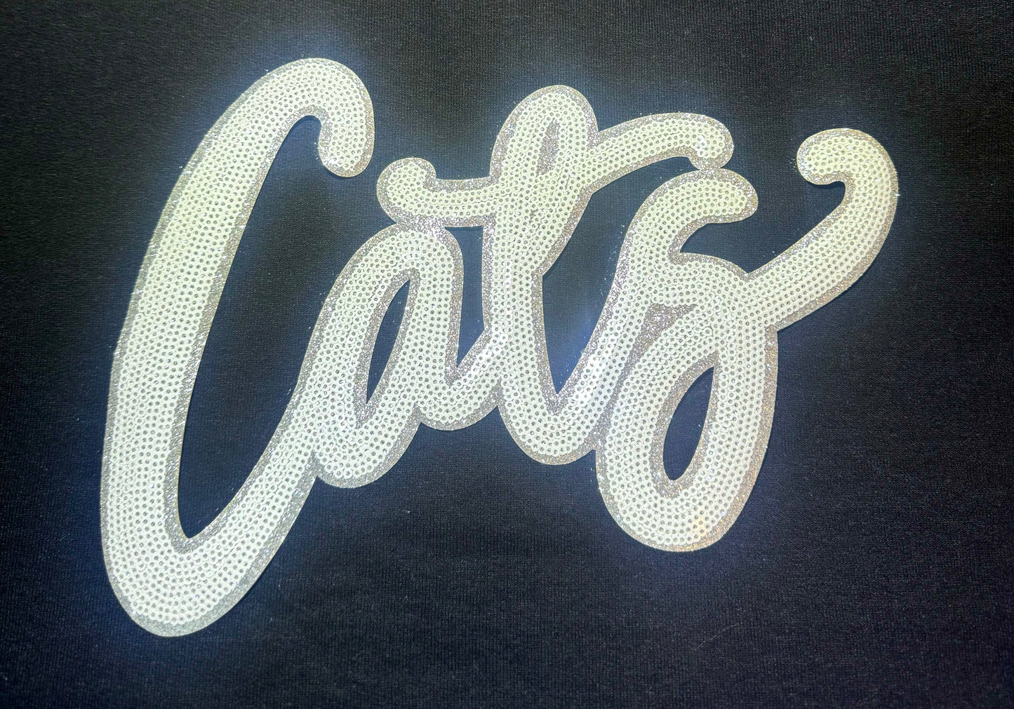 Sequin Cats Patch, Mascot Sequin Patch, Game Day Patch, DIY patch, Iron on Patch, Silver Glitter Backing