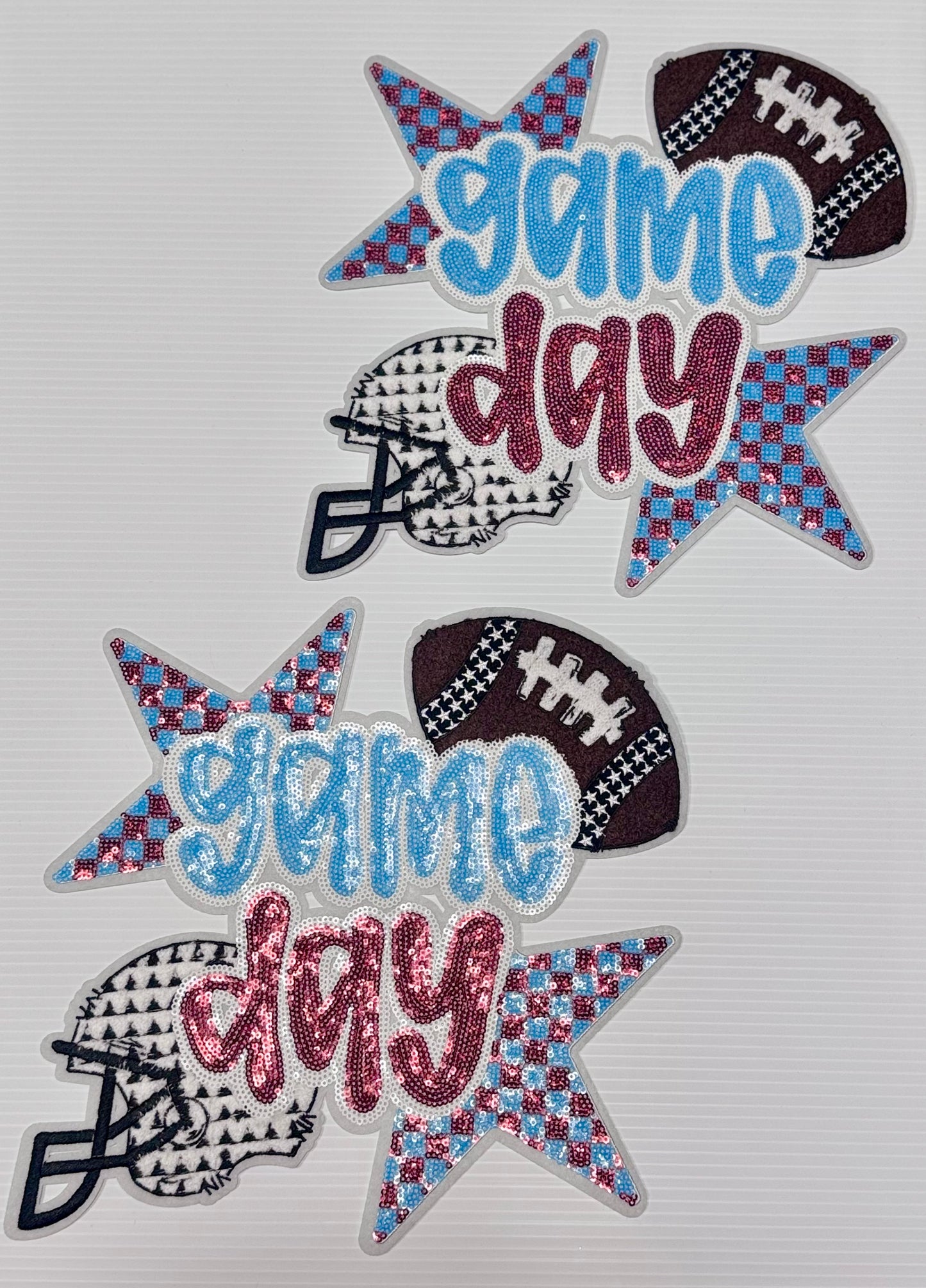Football Game Day Patch, 11 in Patch,Game Day Patch, Red and Blue Patch, Sequin Football Patch, Sports Patch, Sequin Patch, Iron on Patch, DIY