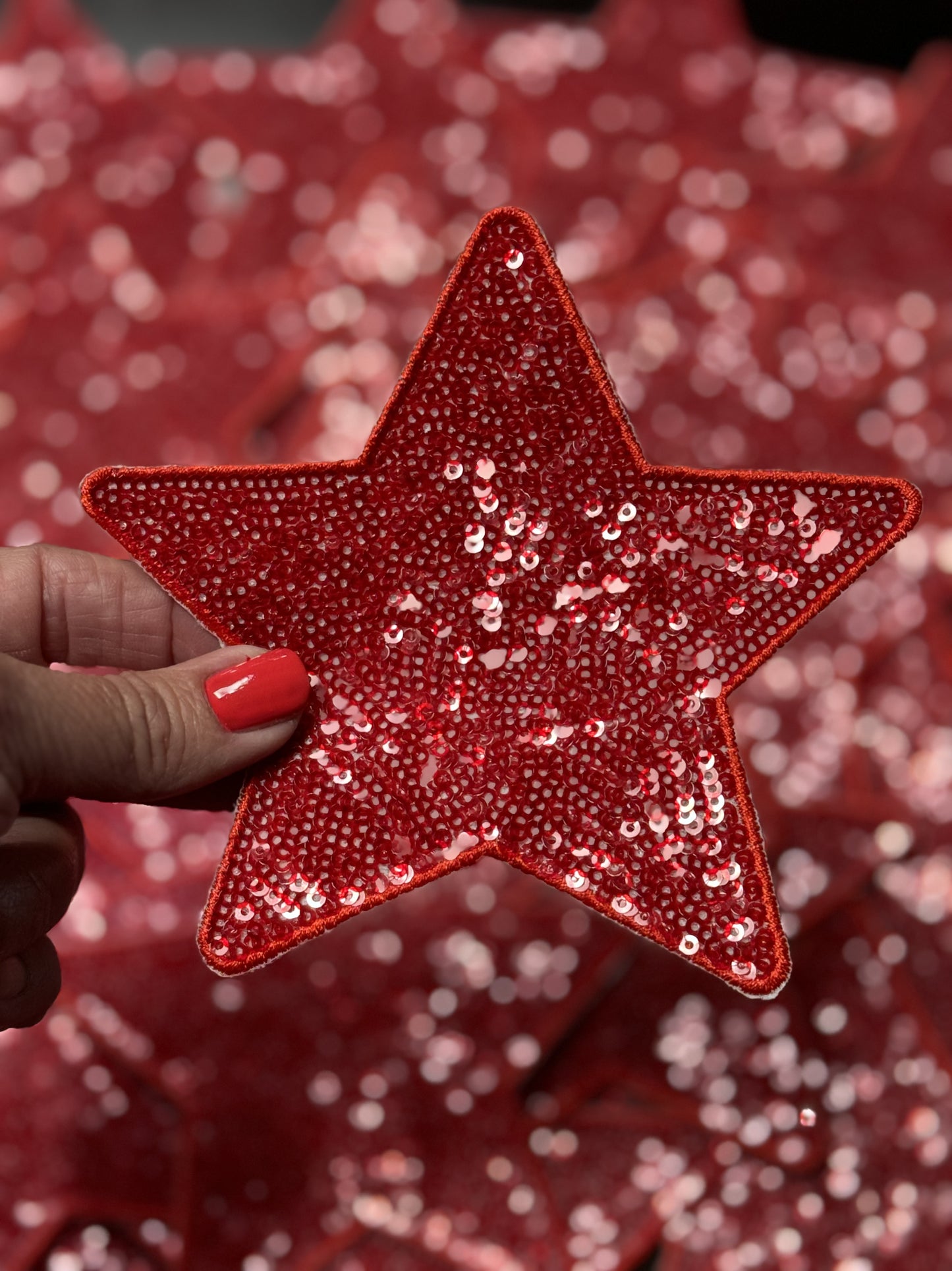 Star Patch, Sequin Star Patch, Red 5" Sequin Star Patch, Iron on Patch, DIY, Trucker Hat Patch, Preppy Patch Trendy Patch Patch, Sequin Star