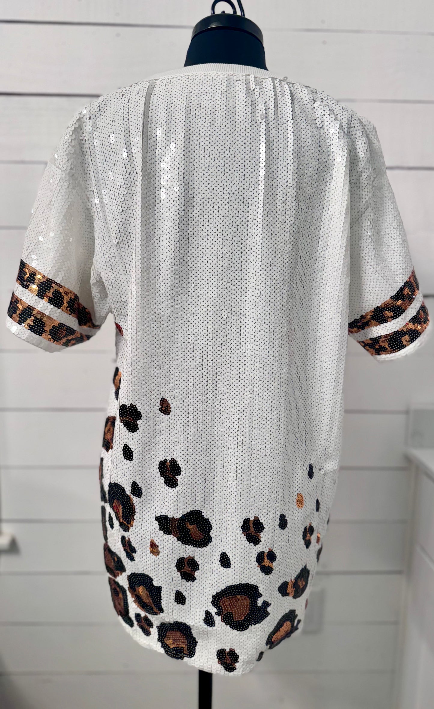 Exclusive Sequin Jersey Dress, Leopard Fleur De Lis, White and Gold Leopard Sequin Jersey Dress, Football Jersey Dress, Football Sequin Dress, New Orleans Attire