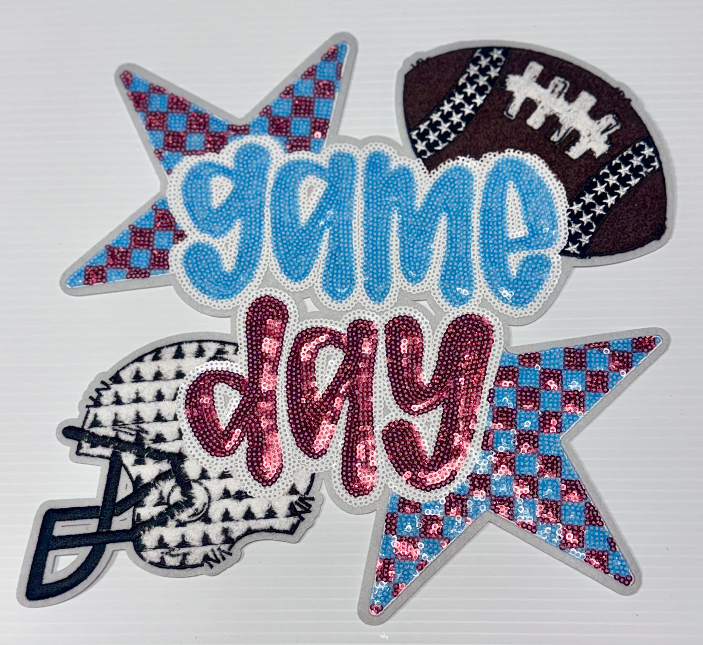 Football Game Day Patch, 11 in Patch,Game Day Patch, Red and Blue Patch, Sequin Football Patch, Sports Patch, Sequin Patch, Iron on Patch, DIY