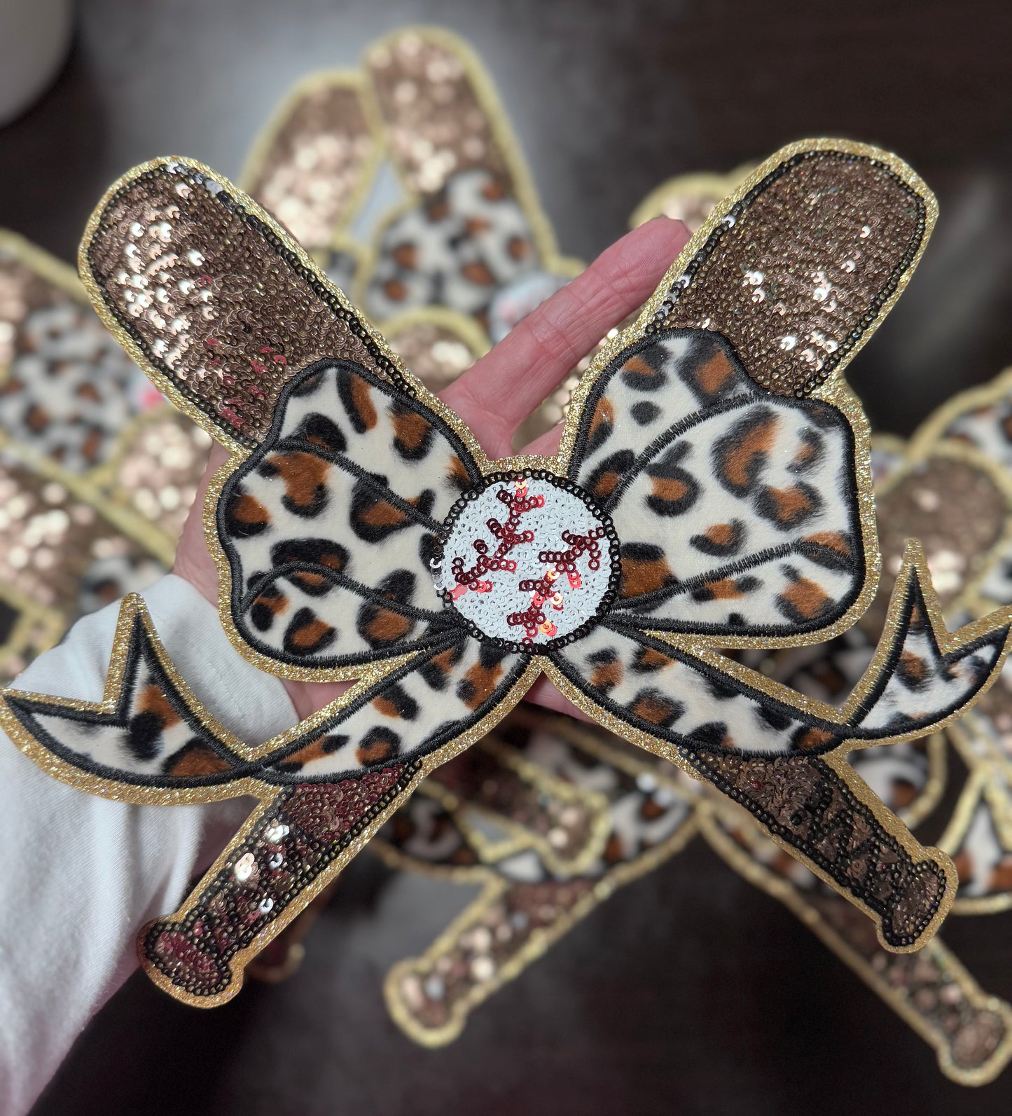 Baseball Patch, Sequin Baseball Bats and Bow Patch, Baseball Patch, Iron On Patch, Glitter Patch , DIY Patch, Bow Patch