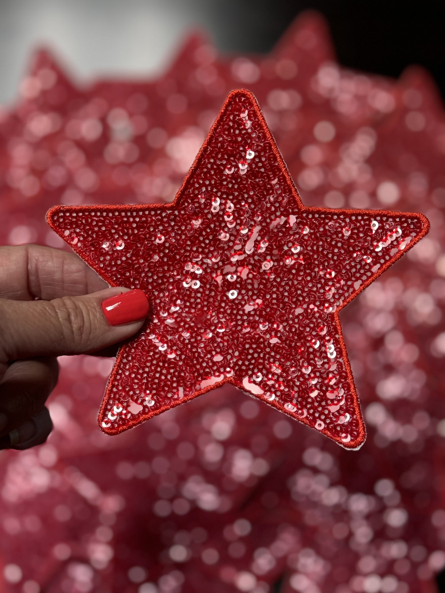 Star Patch, Sequin Star Patch, Red 5" Sequin Star Patch, Iron on Patch, DIY, Trucker Hat Patch, Preppy Patch Trendy Patch Patch, Sequin Star